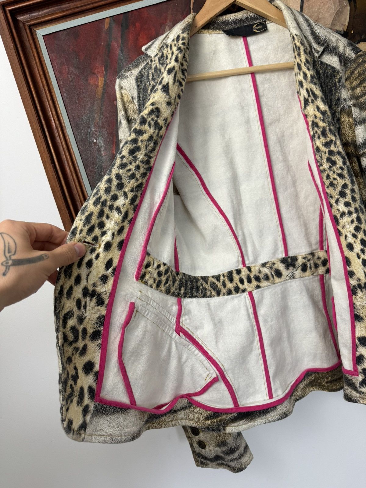 Just Cavalli Just Cavalli Vintage Y2K Blazer Jacket Animal Leopard Print Size L / US 10 / IT 46 - 4 Thumbnail