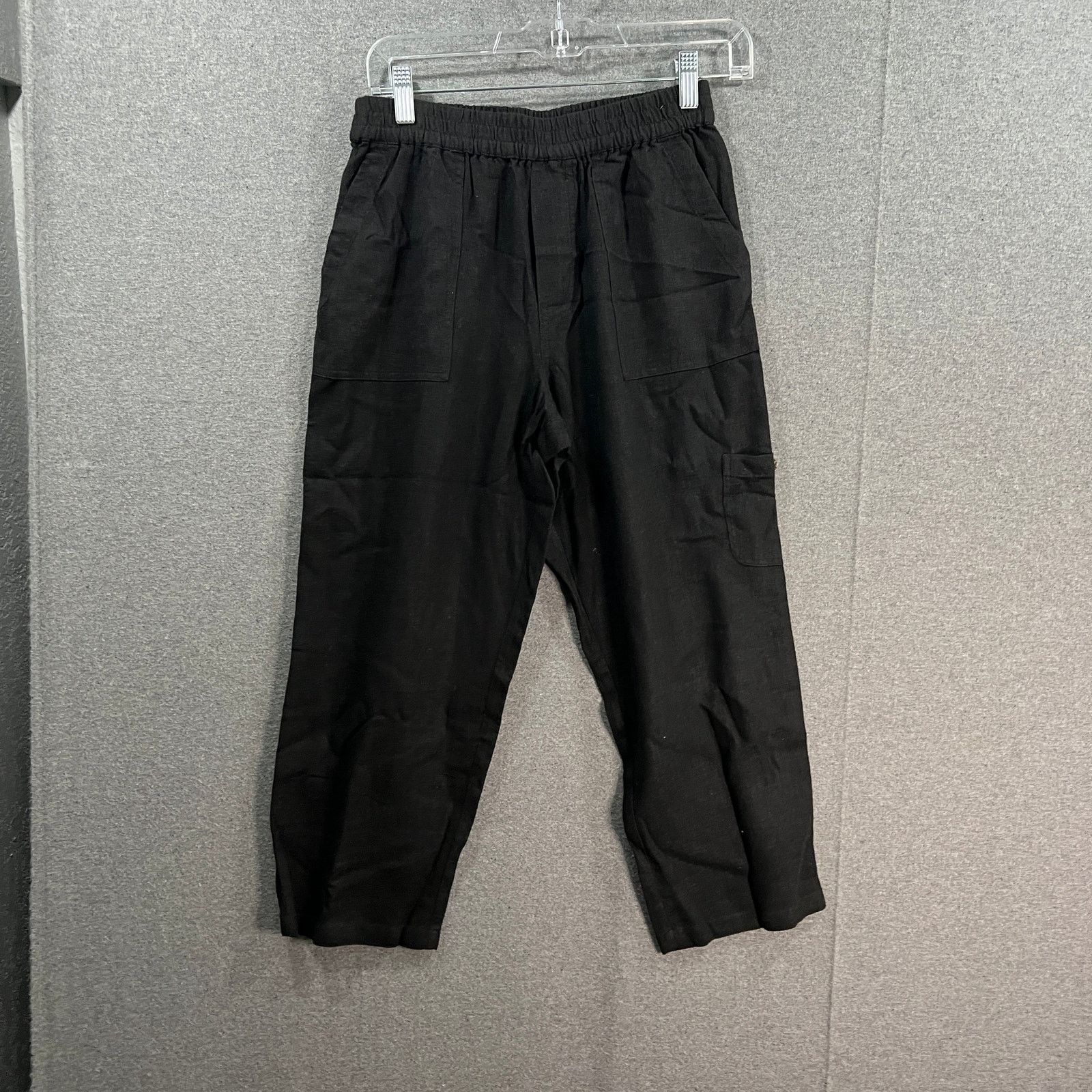Other Susan Graver Petite Pure Easy Linen Utility Crop Pant Black Size 27" / US 4 / IT 40 - 2 Thumbnail