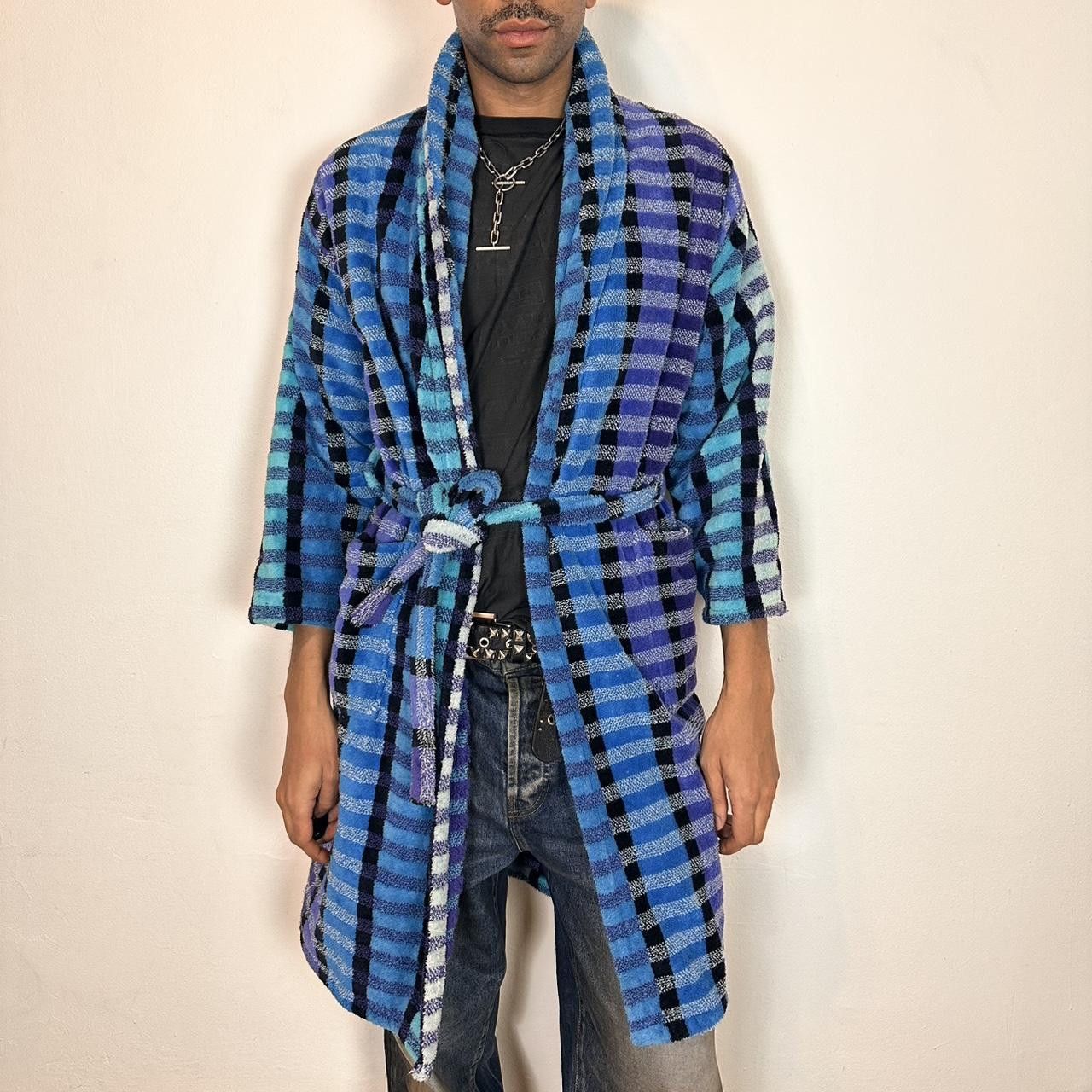 Vintage Vintage Carrara Blue Striped Missoni Style Bath Robe - Large Size US L / EU 52-54 / 3 - 1 Thumbnail