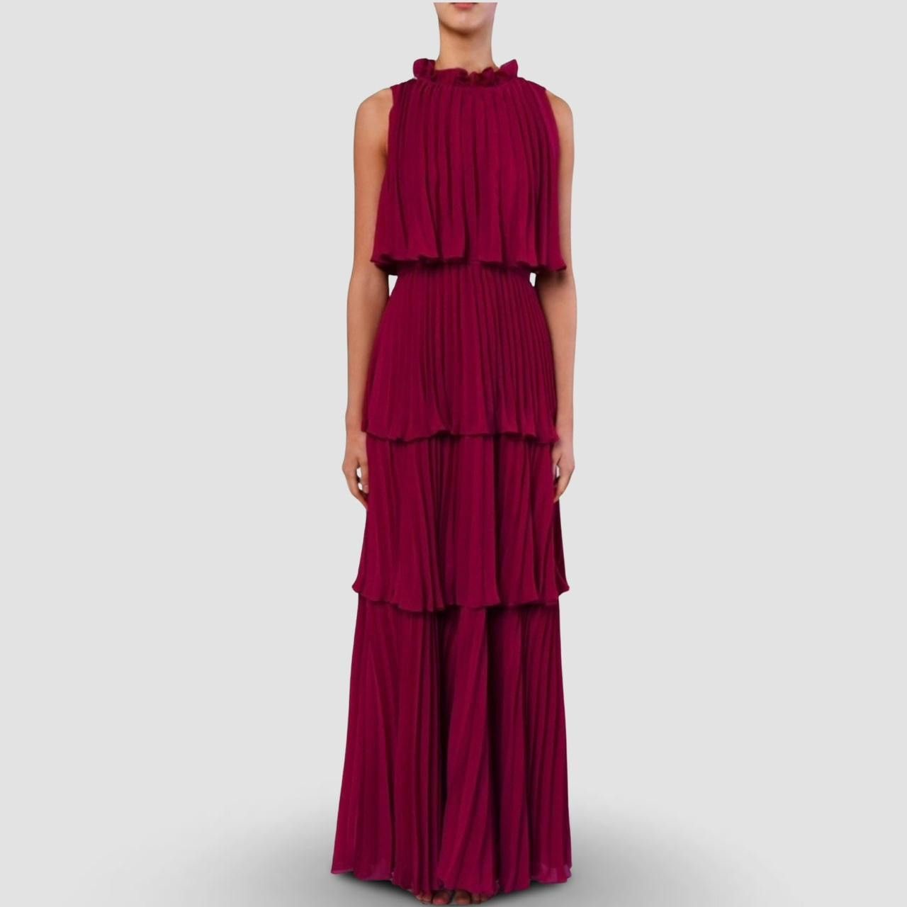 image of Saks Fifth Avenue True Decadence Tara Pleated Maxi Dress In Magenta in Burgundy, Women's (Size Smal