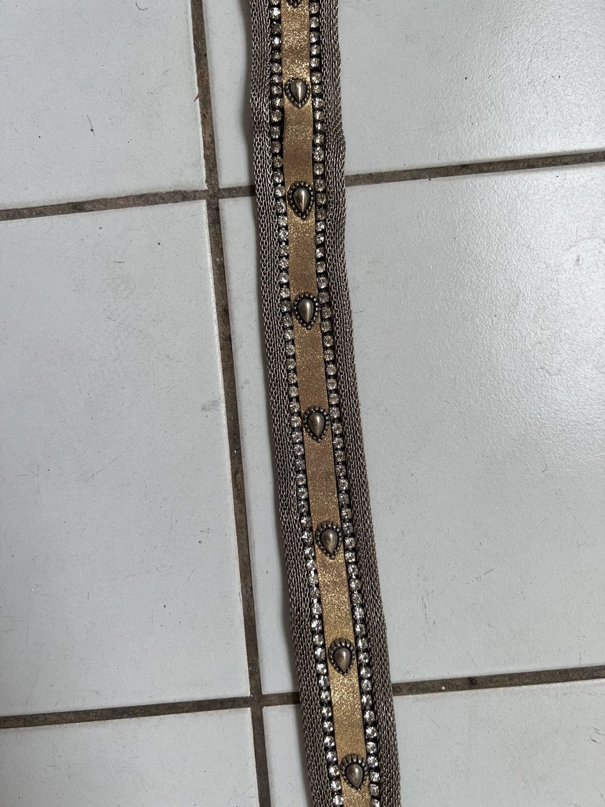 Vintage Vintage Nanni Avant Garde Metal Leather Y2K Belt Size 28 - 6 Thumbnail