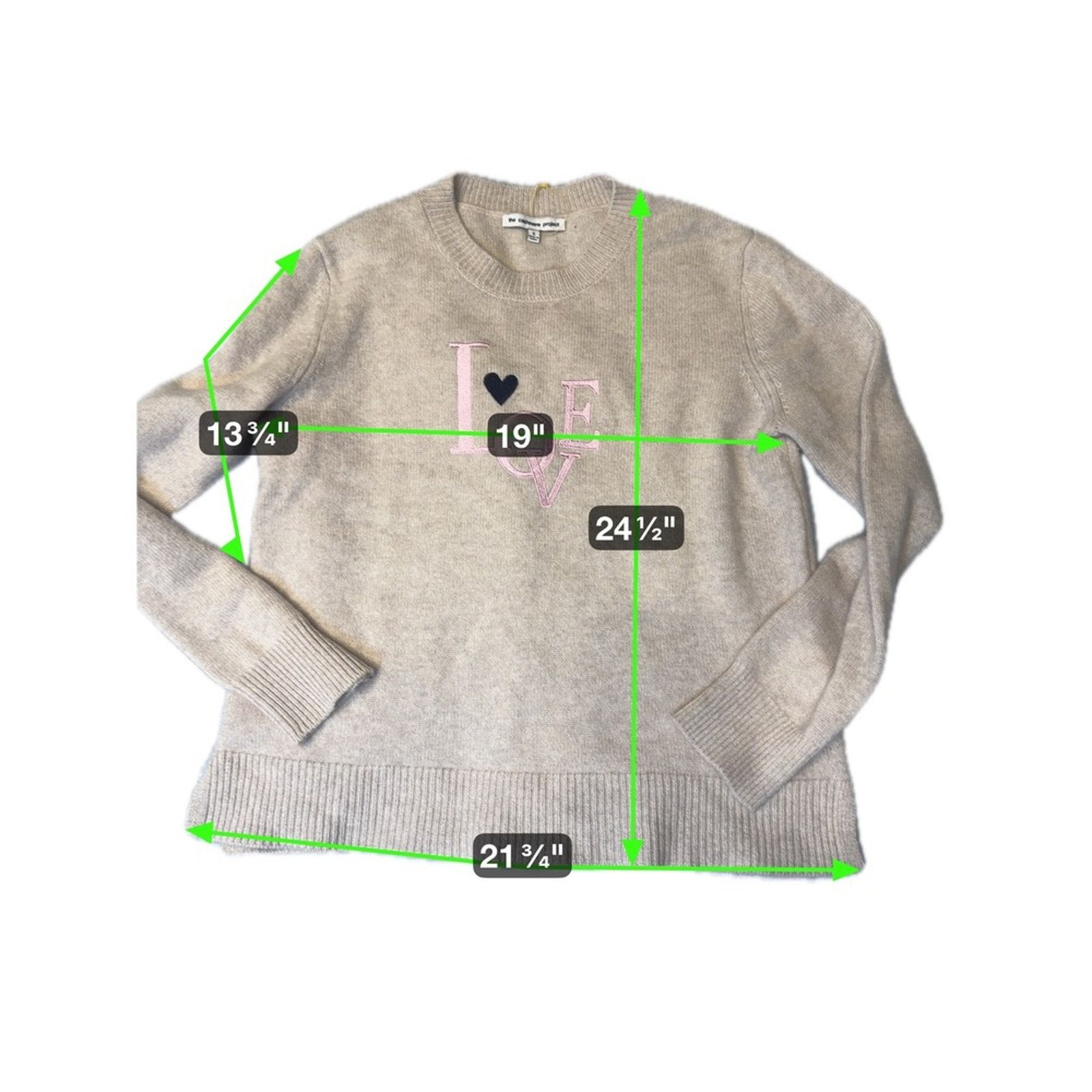 Woolrich Woolen Mills The Cashmere Project Tan Love Heart Embroidered Sweater Size S / US 4 / IT 40 - 2 Thumbnail