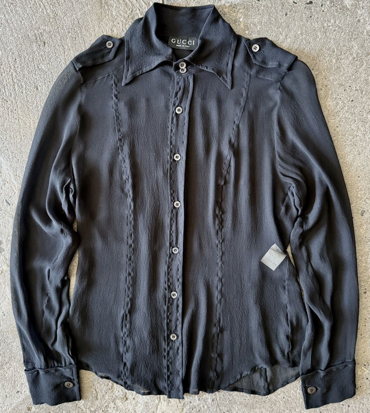 Gucci Gucci - Tom Ford - Fall 1996 - Sheer Silk with Epaulettes Size S / US 4 / IT 40 - 2 Thumbnail