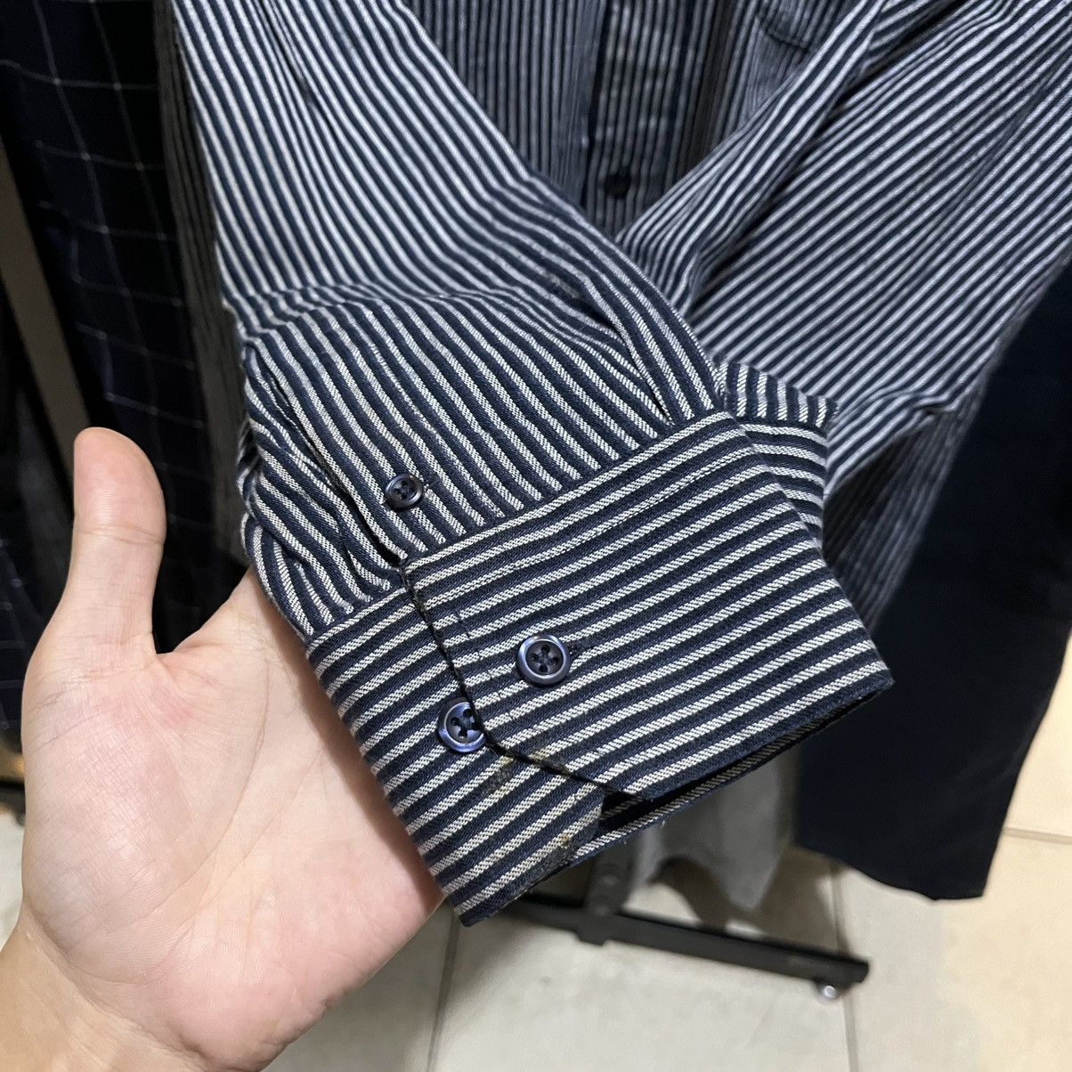 Kansai Yamamoto Vintage Kansai Yamamoto Striped Long sleeve button shirt Size US L / EU 52-54 / 3 - 5 Thumbnail