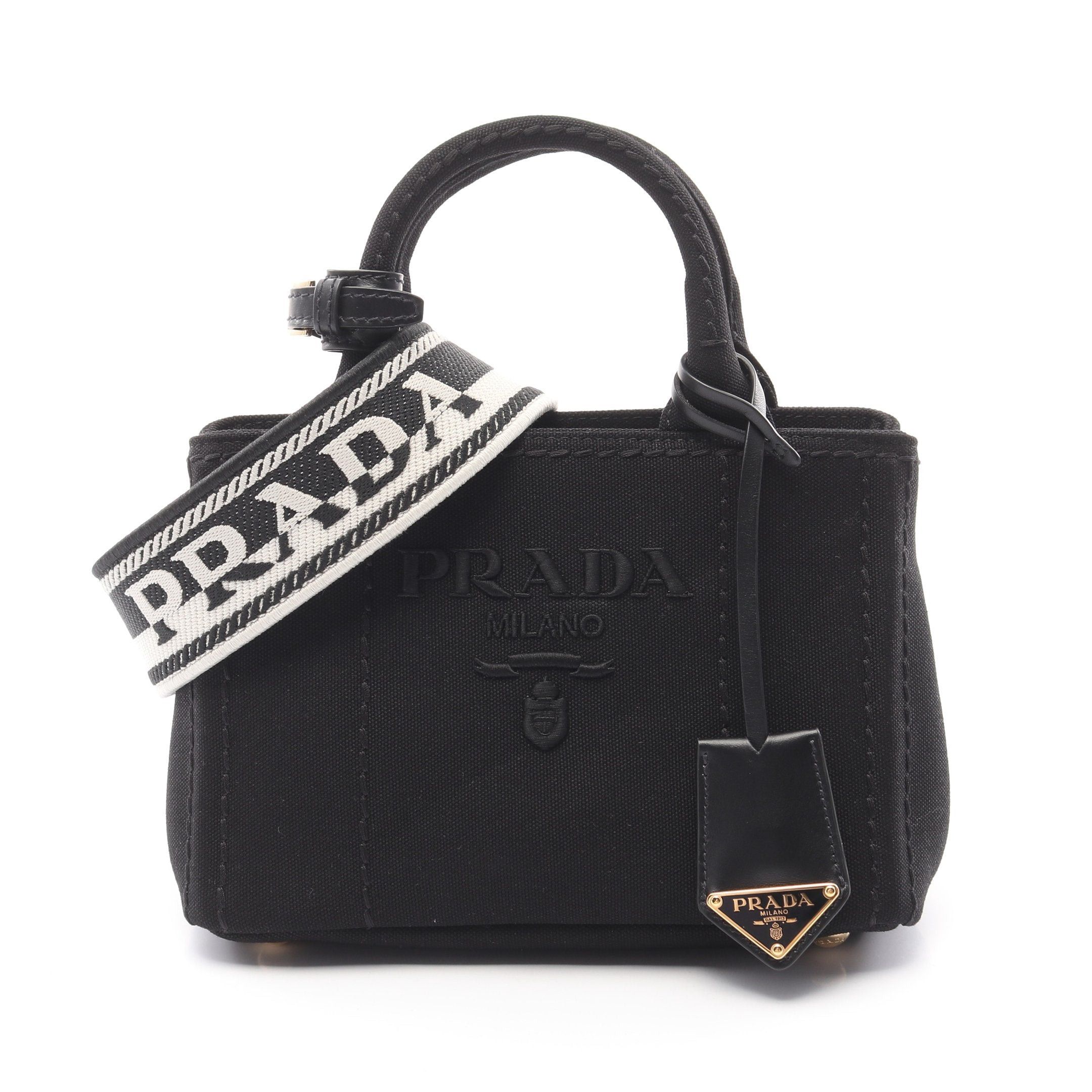 Prada Prada Mini Handbag Canvas Black Size ONE SIZE - 1 Thumbnail