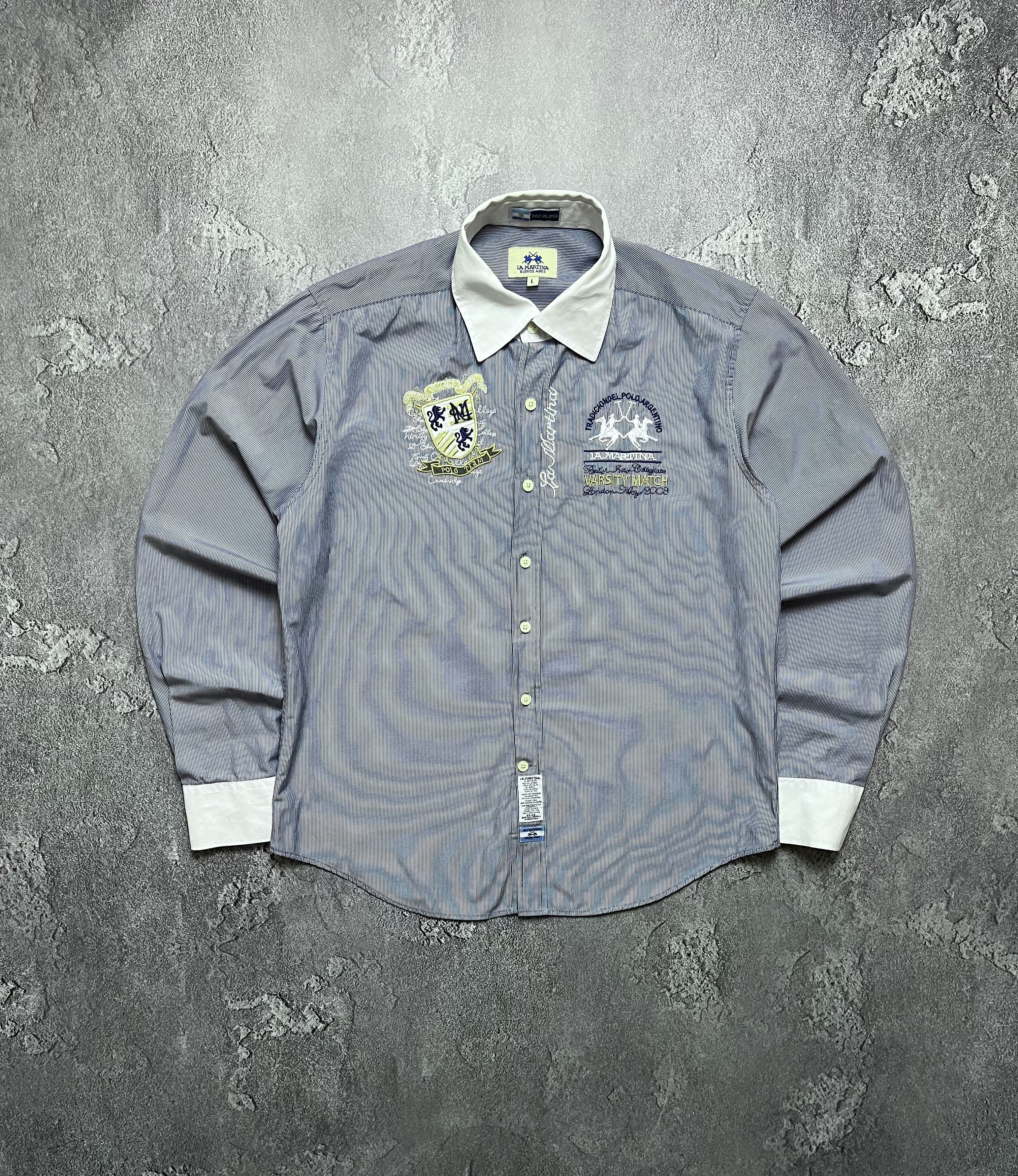 La Martina Vintage Button Up La Martina Big Logo Striped Mens L Size US L / EU 52-54 / 3 - 1 Thumbnail
