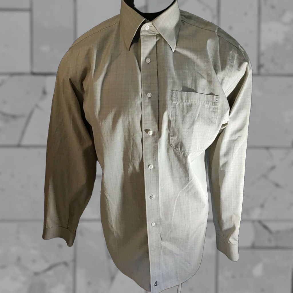 VINTAGE Nordstrom Smartcare Cotton Brown Checker Dress Shirt Men