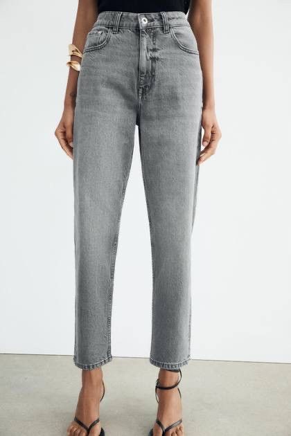 Zara Zara Womens Grey High Waist Straight Leg Mom Jeans Size 32" / US 10 / IT 46 - 3 Thumbnail