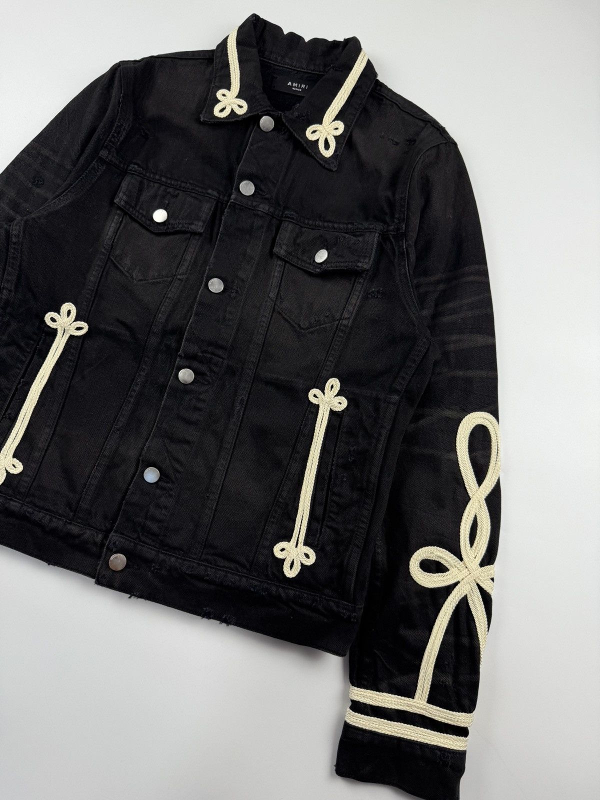 Amiri Amiri Roping Embroidered Denim Trucker Jacket Size US M / EU 48-50 / 2 - 4 Thumbnail