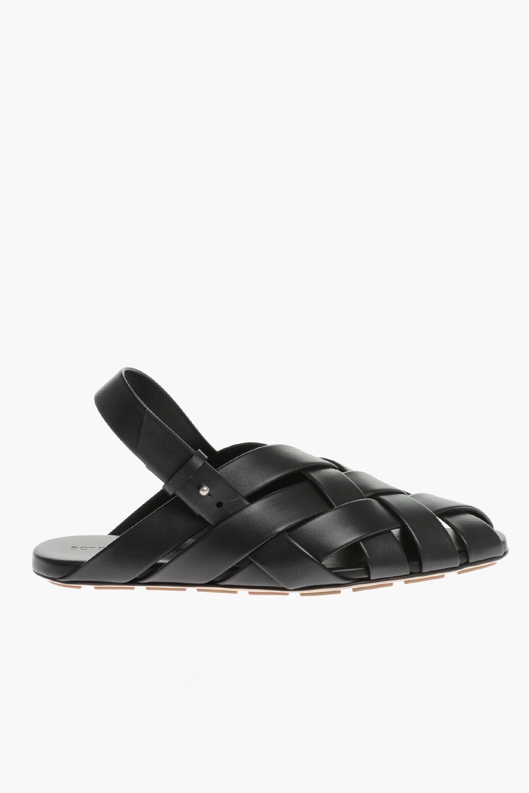 image of Bottega Veneta Og1Mm0424 Braided Leather Slingback Sandals In Black, Men's (Size 8)