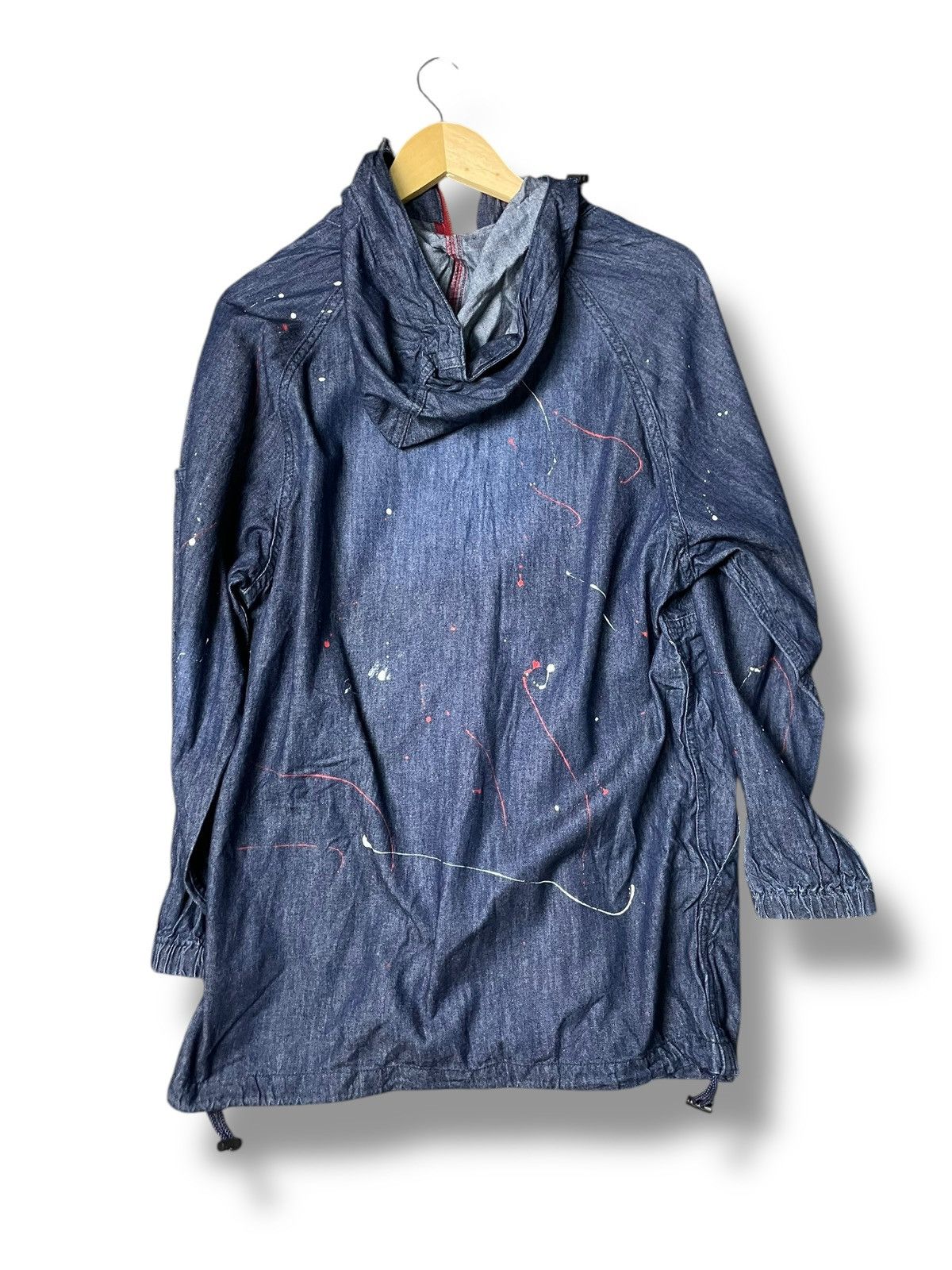 Japanese Brand × Vintage Blue B Brand Denim Painted Anorak Parka (70) Size US S / EU 44-46 / 1 - 9 Thumbnail
