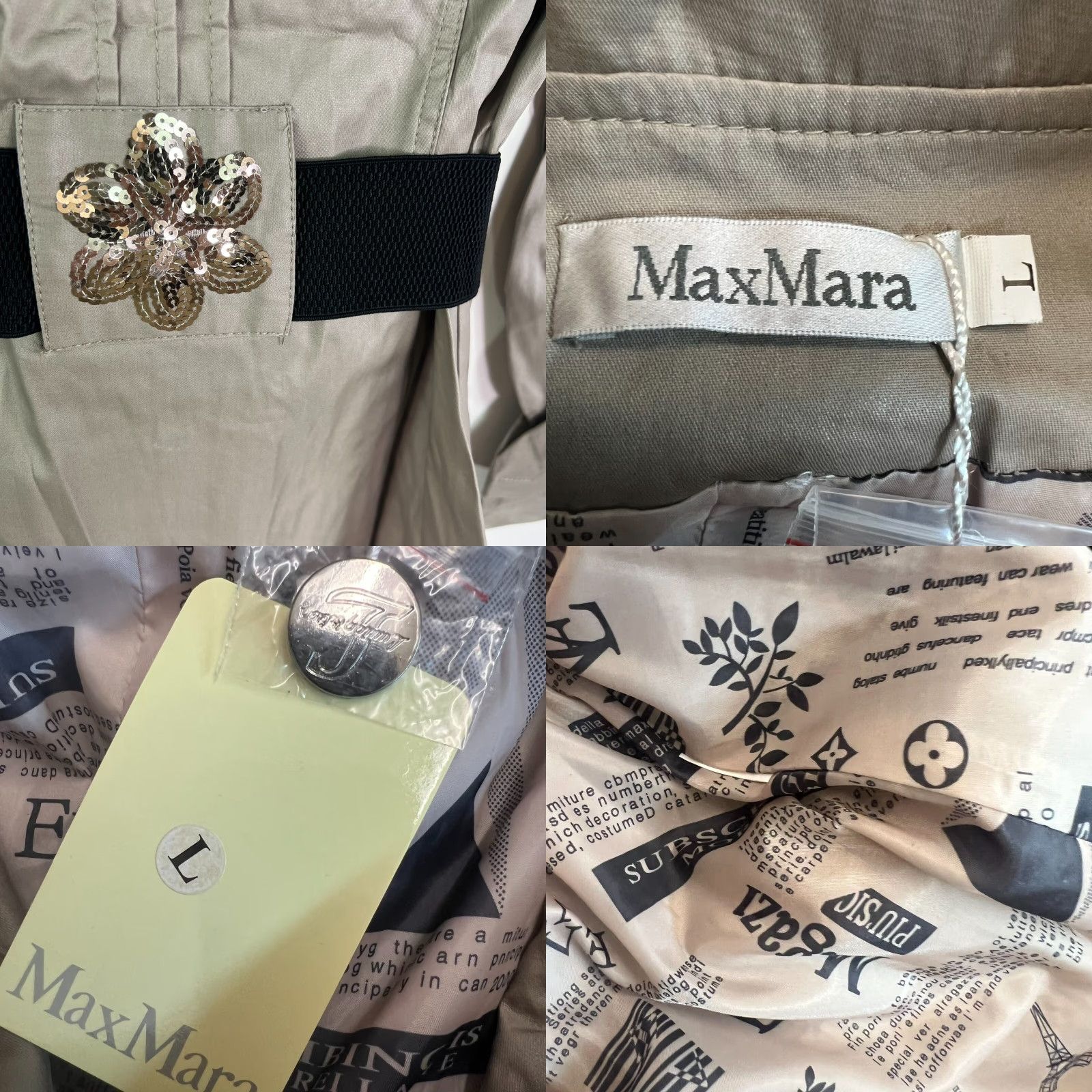 Max Mara Max Mara Coat Jr Size M Beige Double Breasted Belted Sequin Short Trench Womens Size 32" / US 10 / IT 46 - 8 Thumbnail