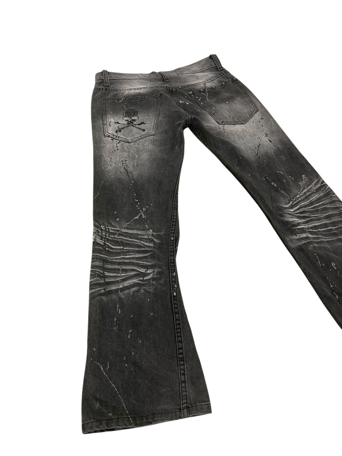 Japanese Brand Flare Jeans KUI Faded Distress Skull Boot Cut 1🟦2 Size US 31 - 1 Thumbnail