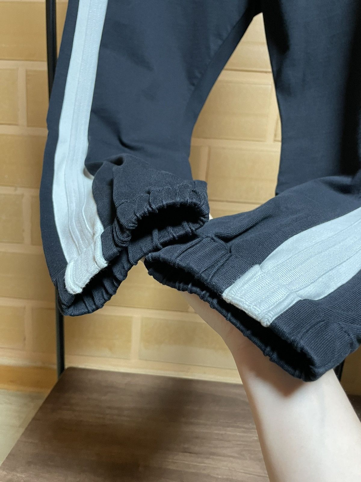 Rick Owens FW19 Oyster Black Side Stripe Track Pants 46
