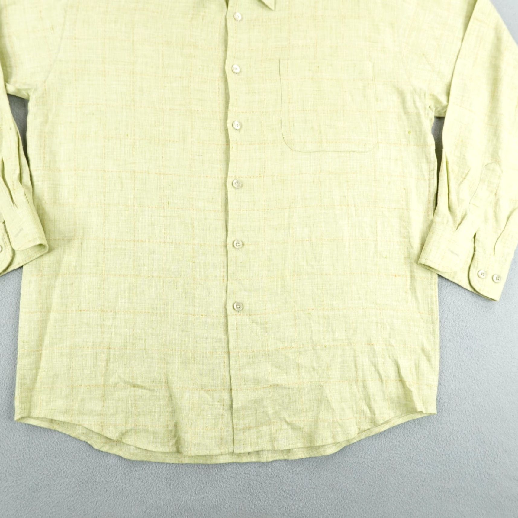 Vintage VINTAGE Robert Barakett Shirt Men Medium Green Plaid Linen Button-Up Canada Size US M / EU 48-50 / 2 - 4 Thumbnail