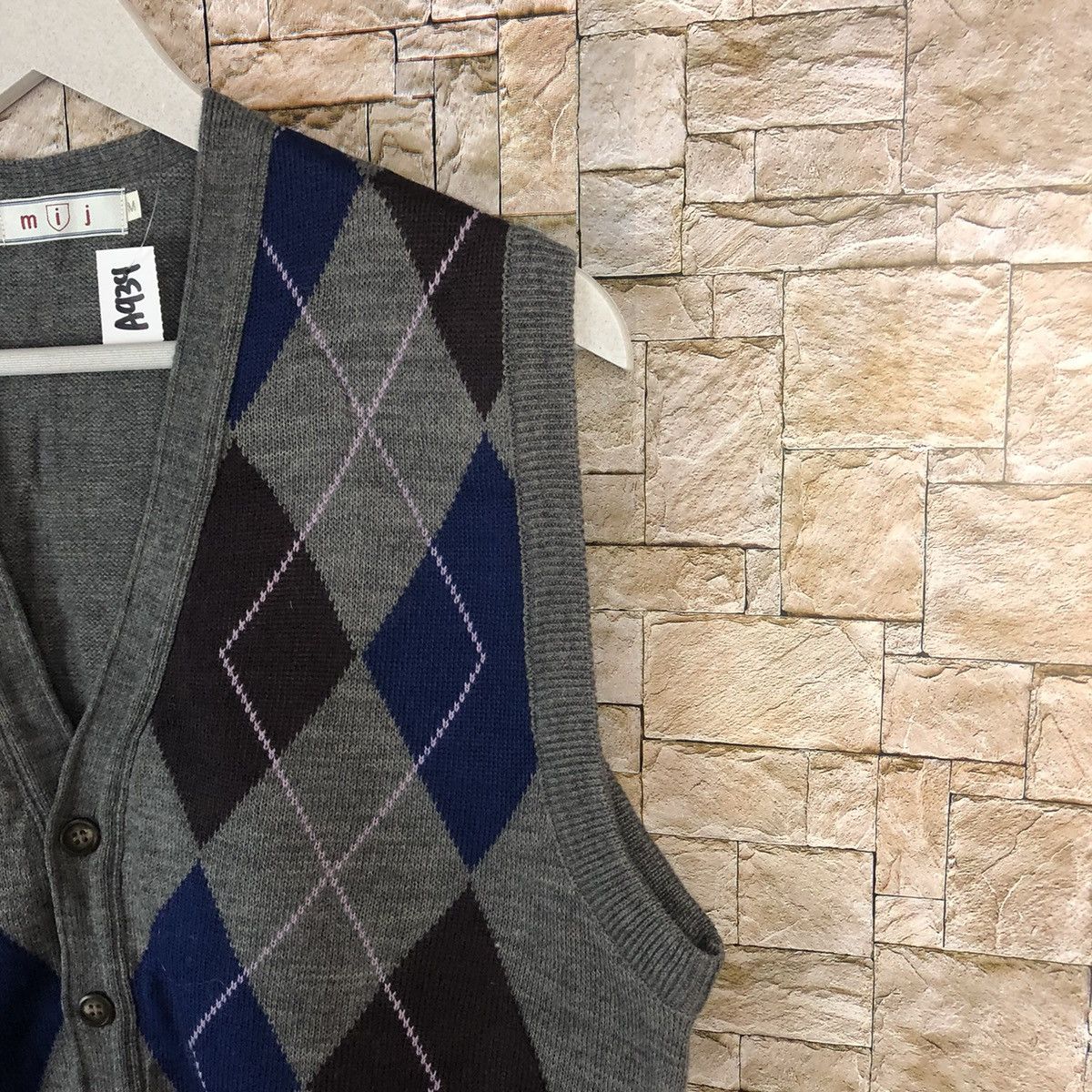 Homespun Knitwear × Japanese Brand MIj Grey art Vest Knitwear #A934 Size US M / EU 48-50 / 2 - 8 Thumbnail