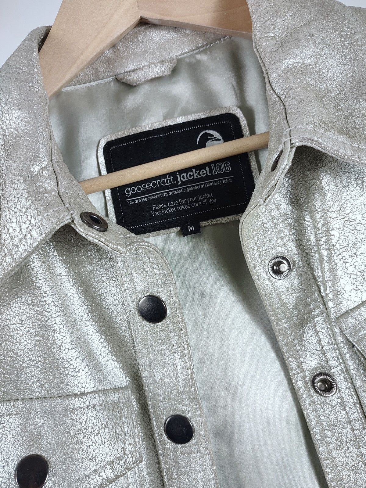 Genuine Leather Goosecraft Crackle Silver Astro Leather Jacket-Shirt Size S / US 4 / IT 40 - 7 Thumbnail