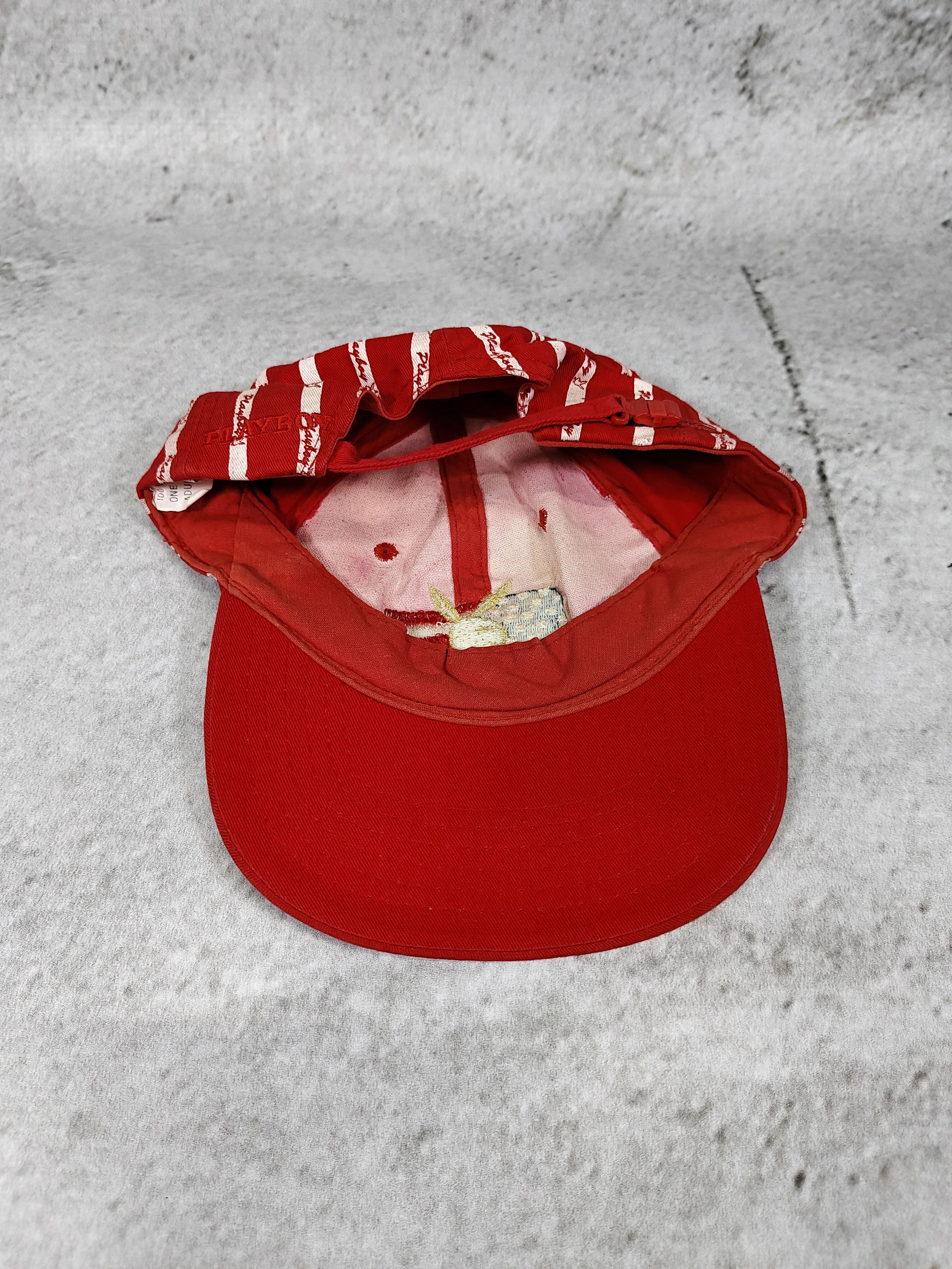 Playboy 2000s Playboy- Embroidered Bunny USA Flag Logo Stripe Cap Size ONE SIZE - 5 Thumbnail