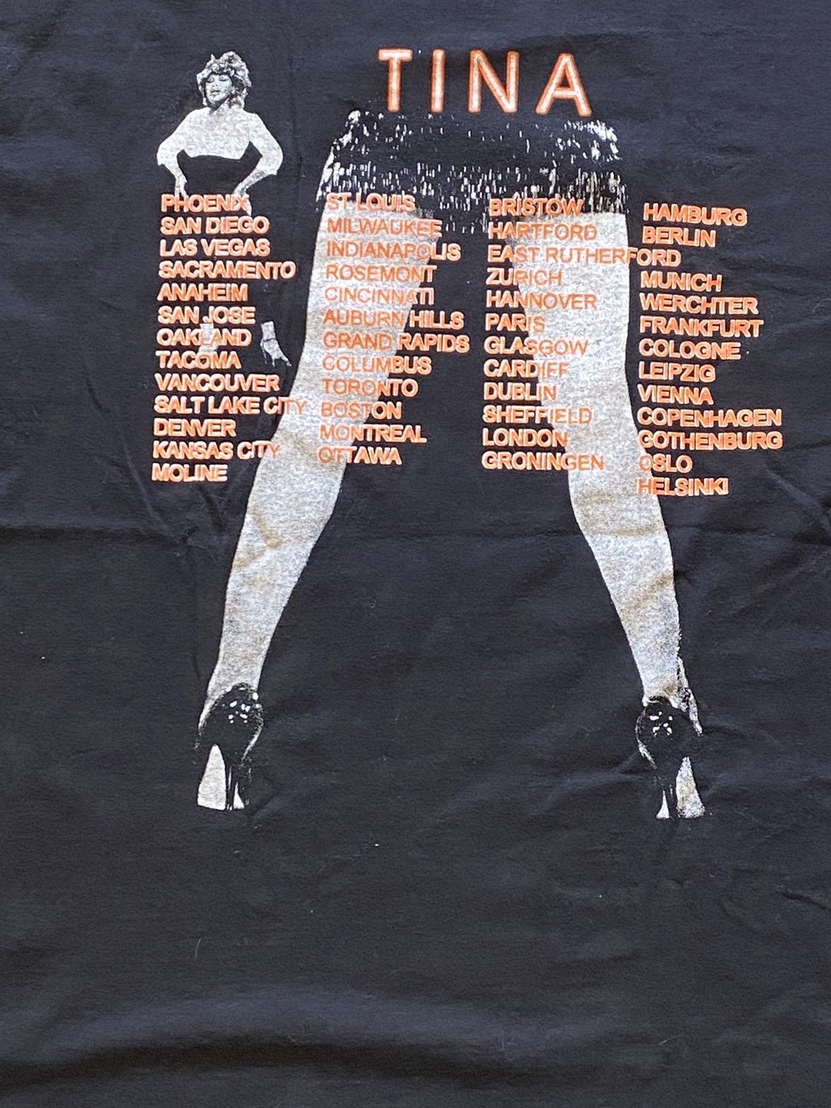 Vintage Tina Turner Rap Tee Concert T-Shirt Black XL Tour