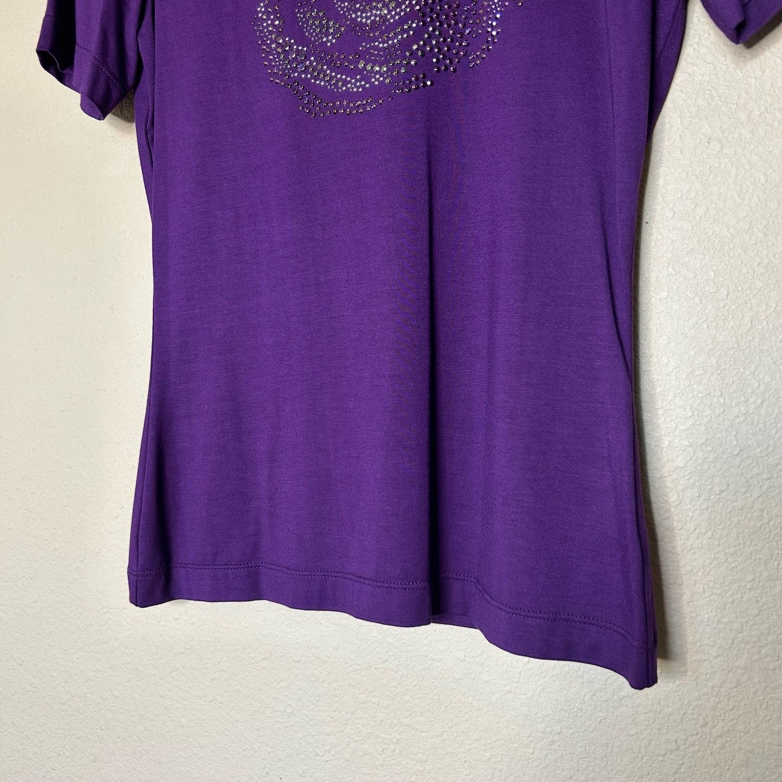 St. John St John T Shirt Purple Floral Viscose Spandex Size S Size S / US 4 / IT 40 - 3 Thumbnail