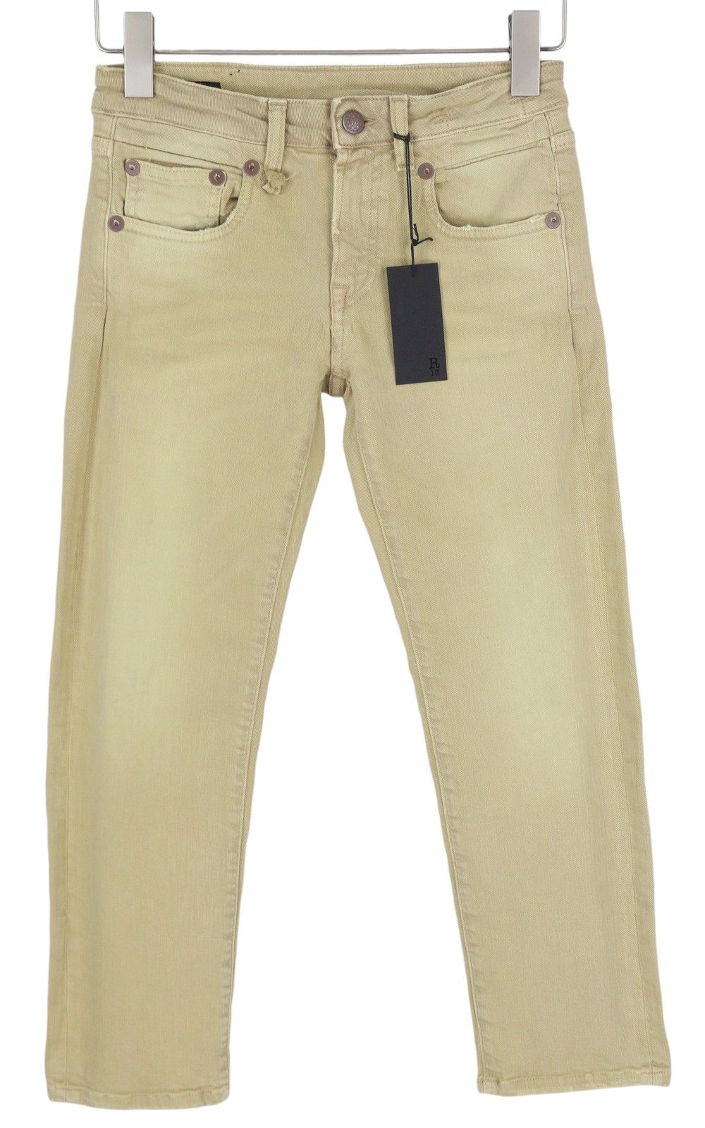 R13 BOY STRAIGHT 24 Khaki Stretchy Faded Ankle Casual 86293 Size 24" / US 00 / IT 34 - 2 Thumbnail