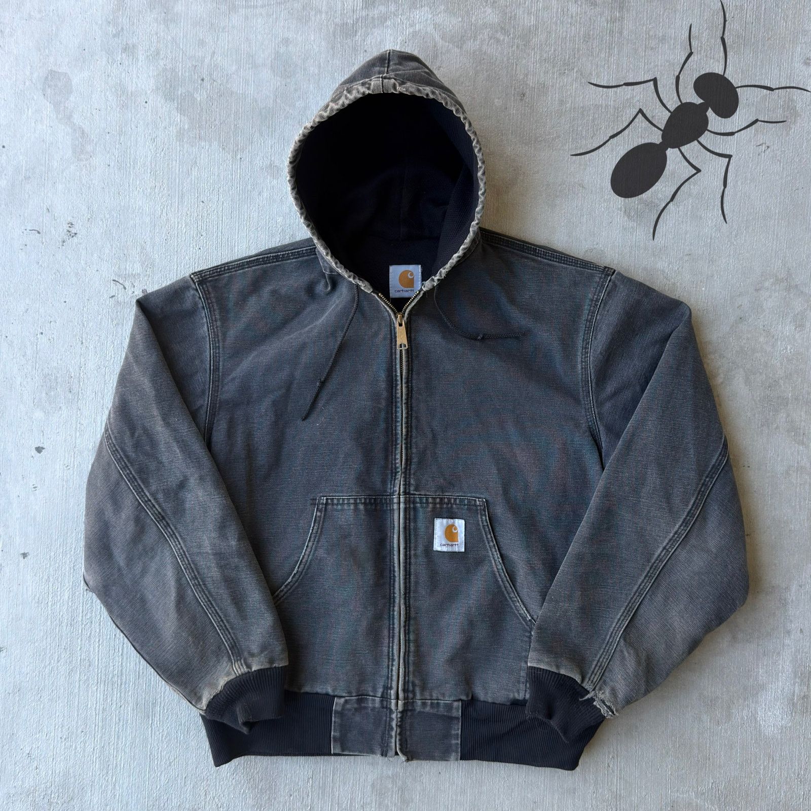 Carhartt × Vintage Vintage Carhartt black hooded work wear jacket Size US L / EU 52-54 / 3 - 1 Thumbnail