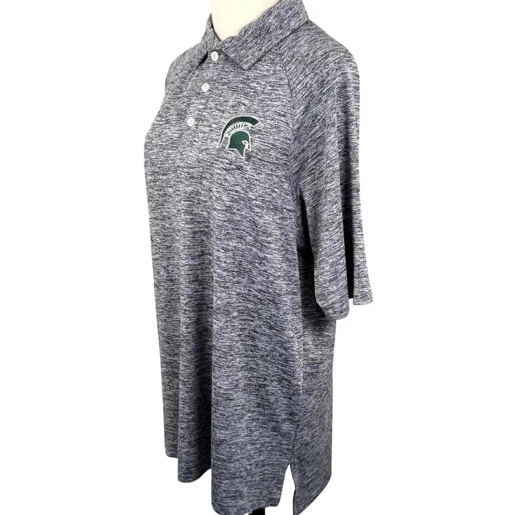 Vintage Campus Heritage Michigan State Spartans Men Polo Shirt M Grey Space Dye NCAA EUC Size US M / EU 48-50 / 2 - 2 Thumbnail