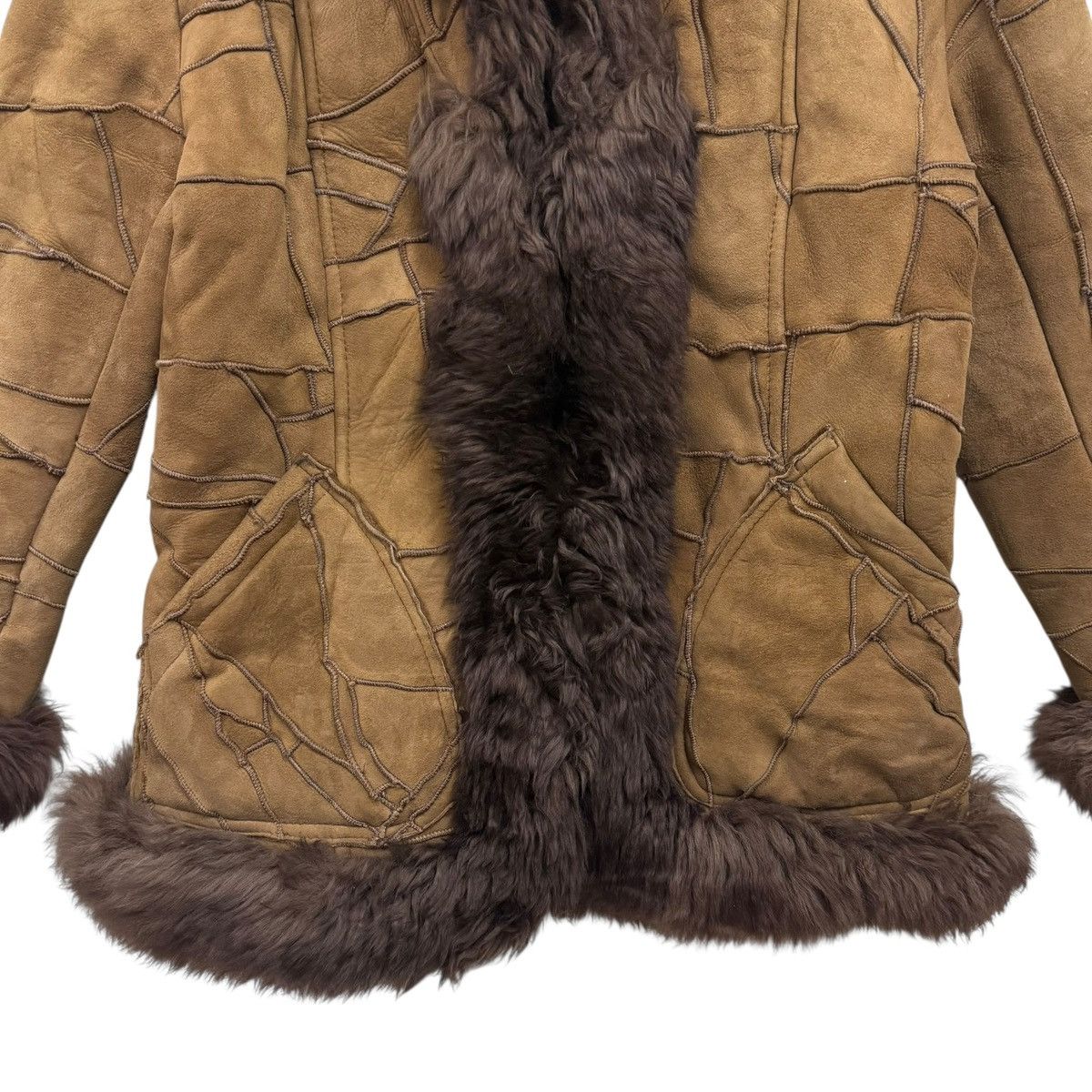 Issey Miyake Vintage Genuine Sheep Leather Fur Jacket Patchwork Size M / US 6-8 / IT 42-44 - 5 Thumbnail