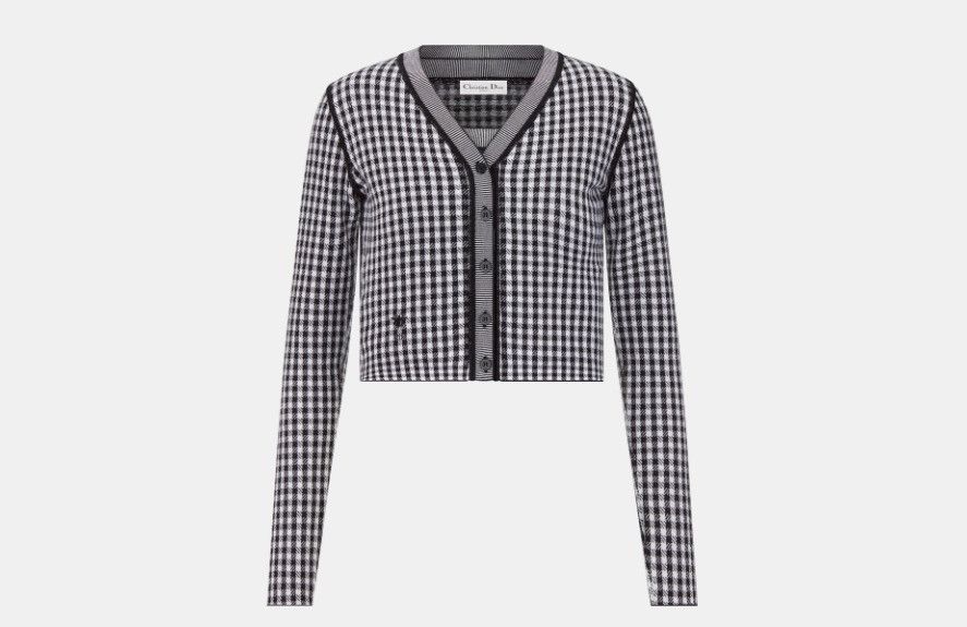 Dior o1w1db10824 Cashmere & Silk Twin-Set Cardigan in Gray Black Size M / US 6-8 / IT 42-44 - 1 Thumbnail