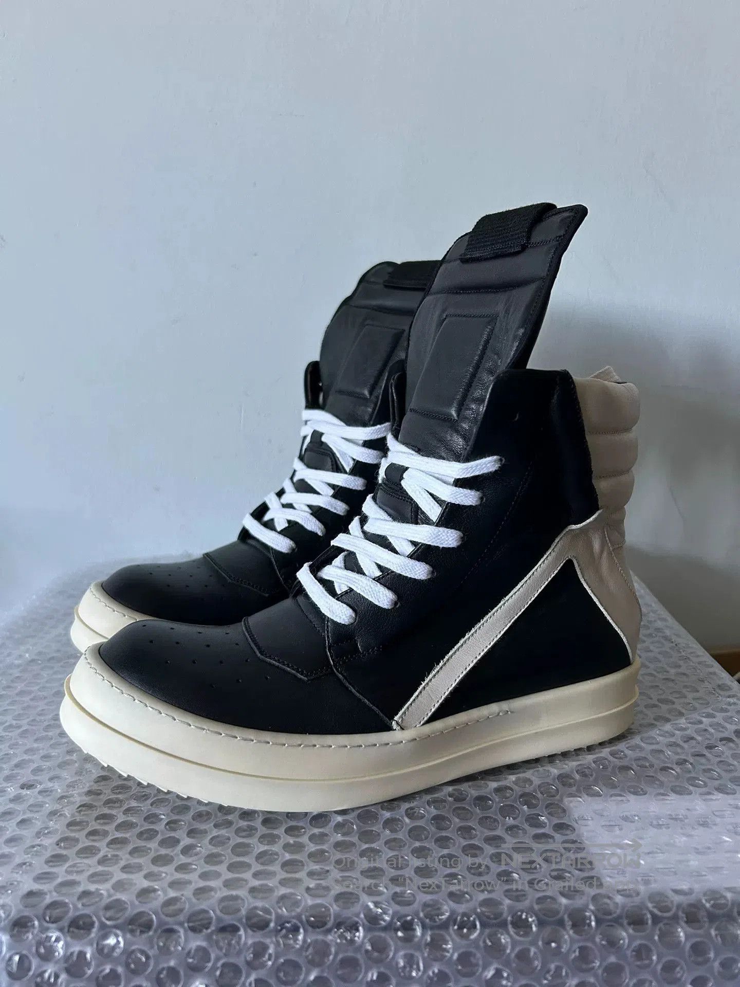 rick owens black leather high.