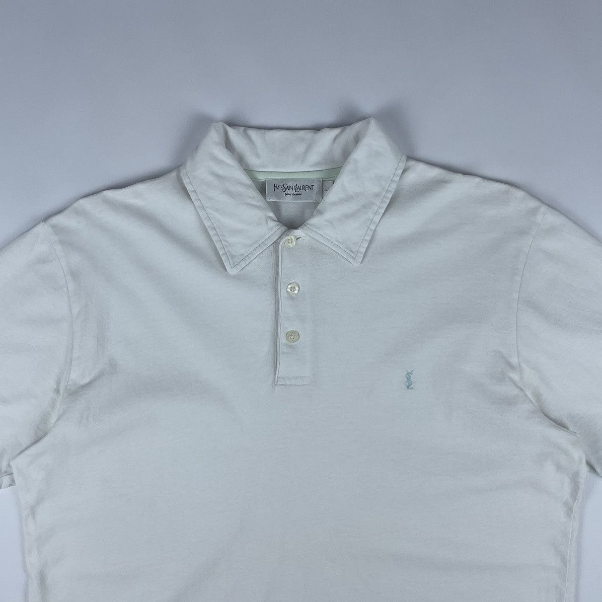 Yves Saint Laurent Vintage Yves Saints Laurent YSL Polo T-shirt Size US L / EU 52-54 / 3 - 3 Thumbnail
