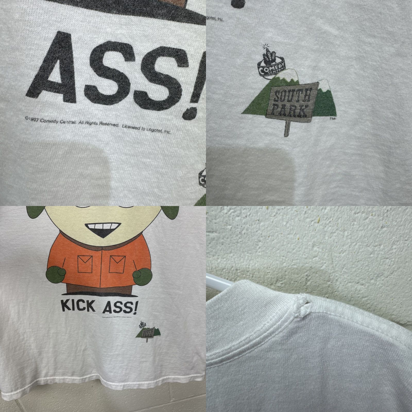 Vintage VINTAGE South Park T-Shirt Kyle Kick Ass Graphic Tee White Large 1990s Comedy Central Unisex Size US L / EU 52-54 / 3 - 8 Thumbnail