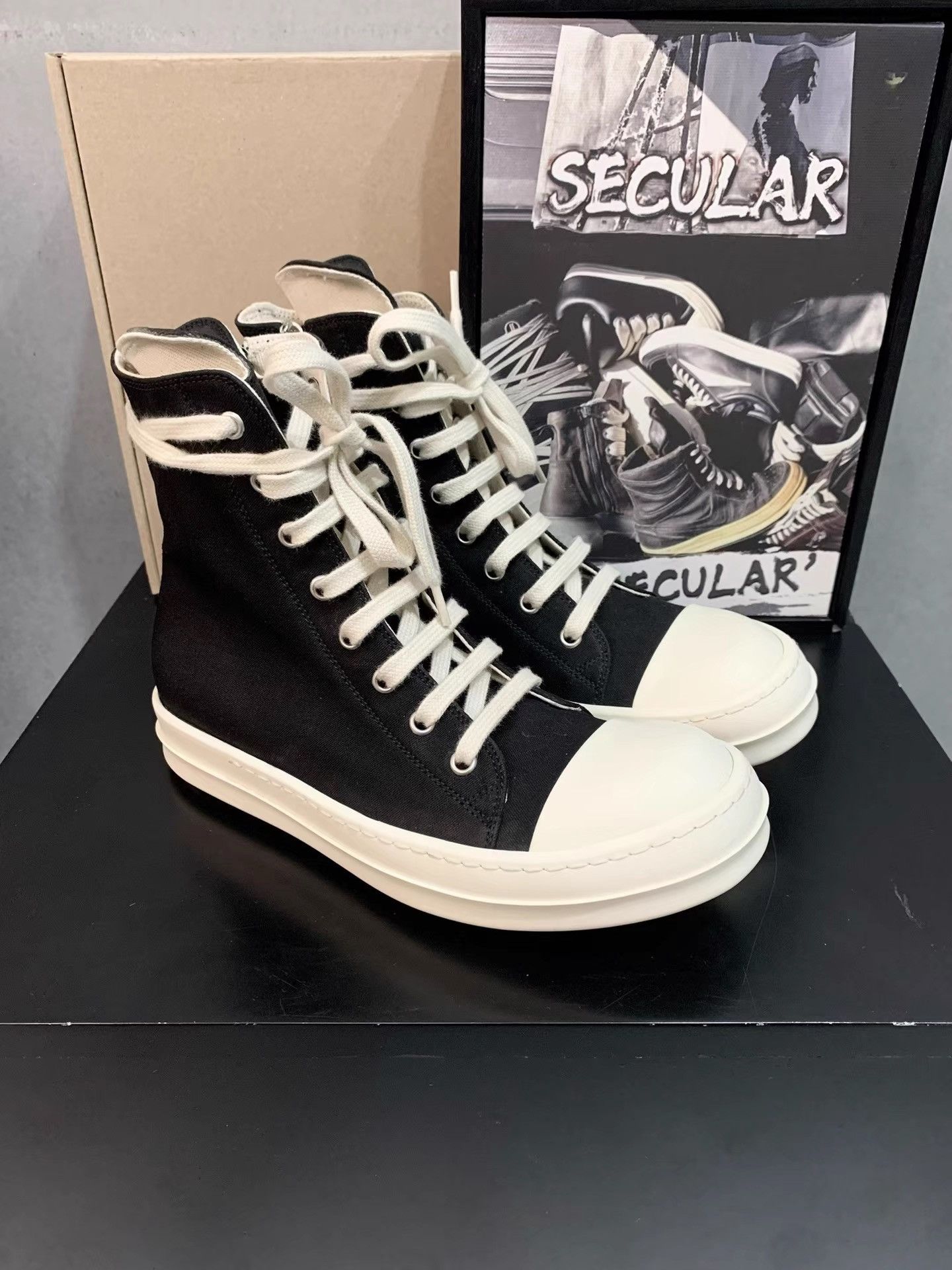 Rick Owens Rick Owens New DRKSHDW Canvas High Top Sneakers K34 Size US 6 / IT 36 - 2 Thumbnail