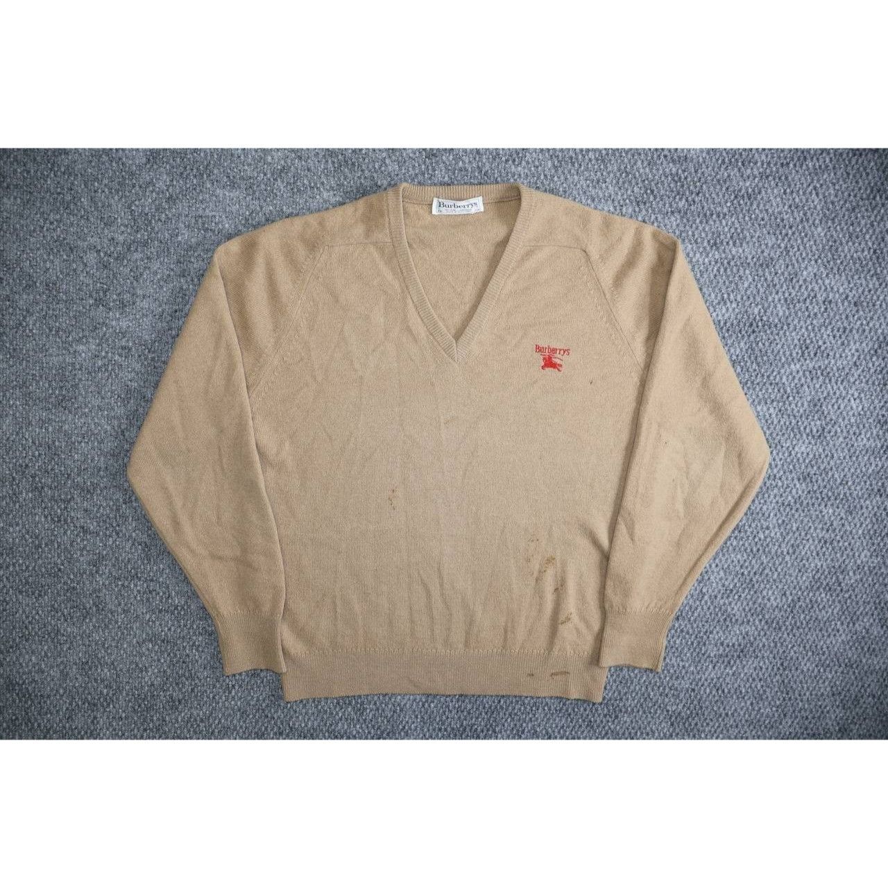 Burberry Vintage Burberry's 100% Lambswool V-neck Sweater Brown Size US S / EU 44-46 / 1 - 7 Thumbnail