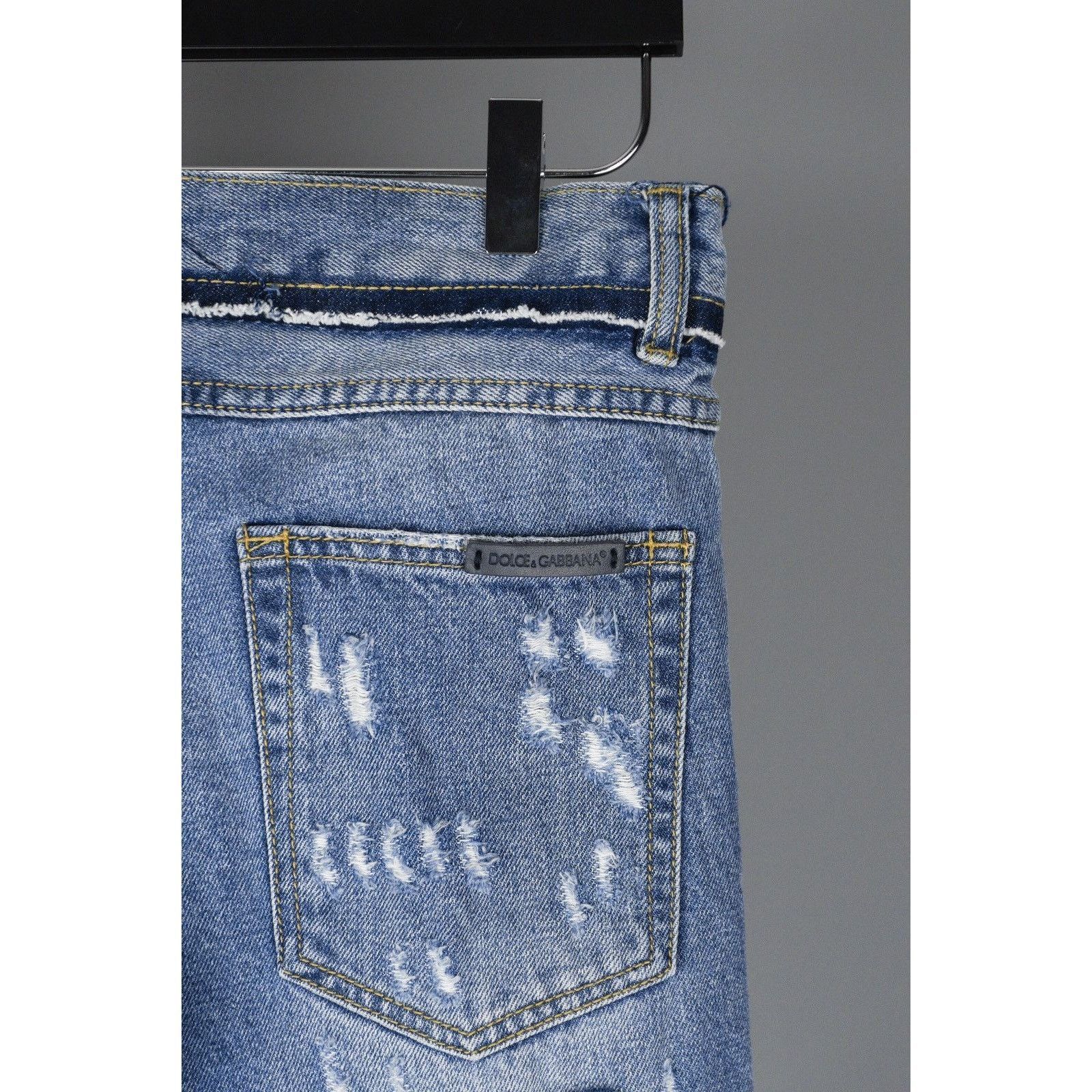 Dolce & Gabbana Dolce gabbana light blue printed ripped denim pants jeans Size US 30 / EU 46 - 9 Thumbnail