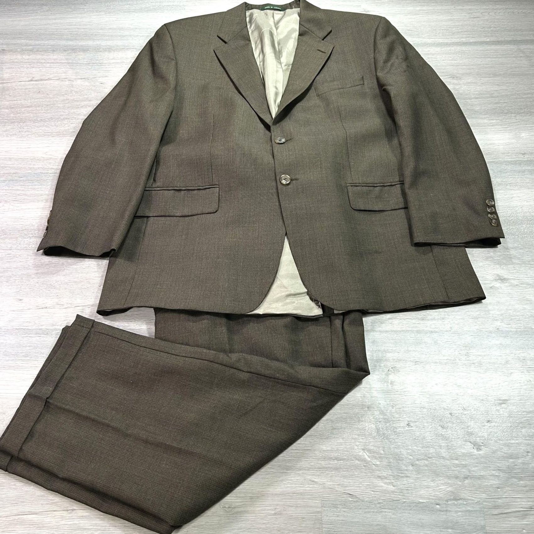 Ralph Lauren Lauren Ralph Lauren Suit Mens 48 Wool Cashmere Brown Check 2 Piece Jacket Trousers Business Formal Wedding Mens Size 48R - 2 Thumbnail