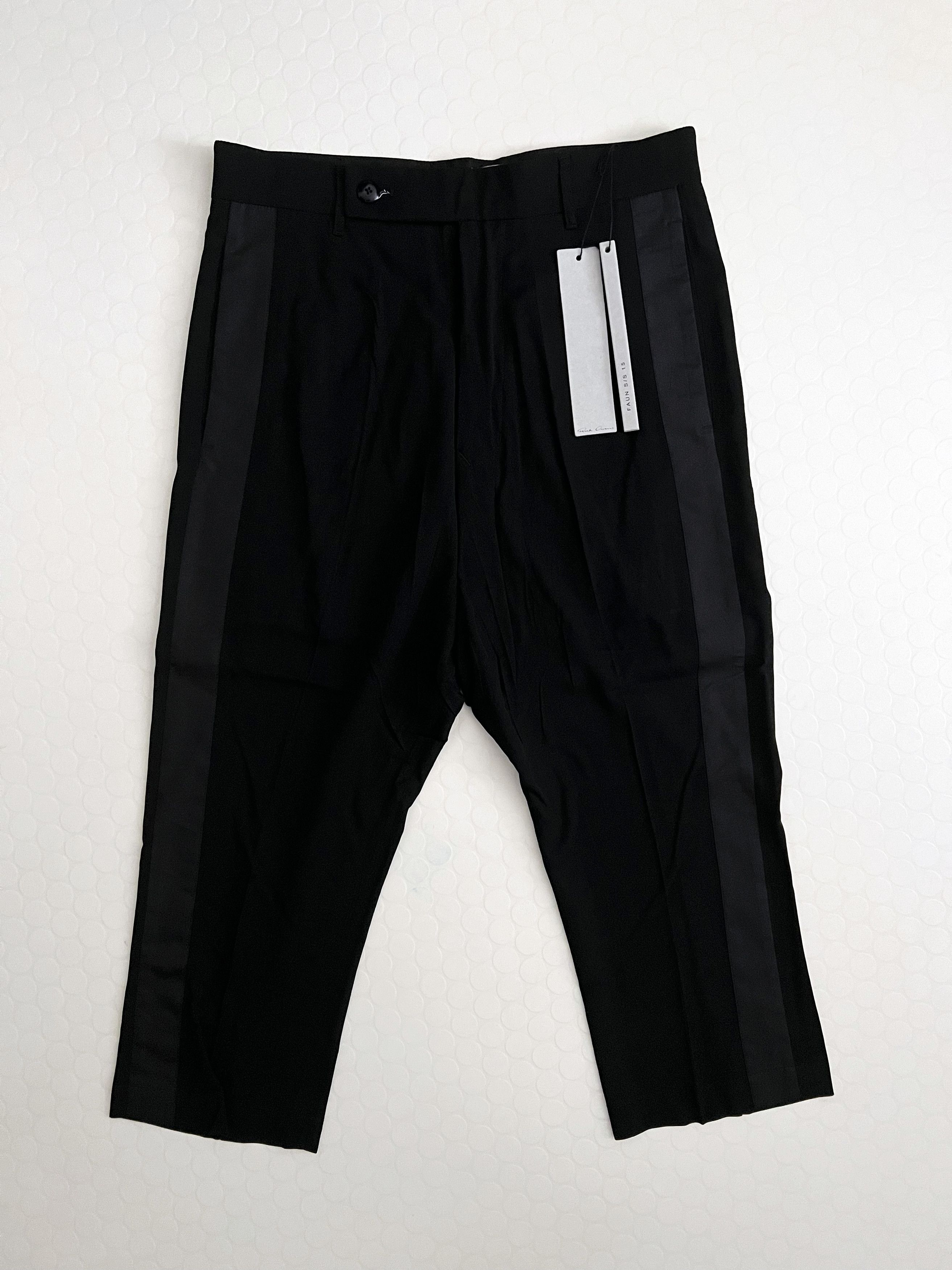 image of Rick Owens Ss15 Faun Men's Tux Cropped Astaires Pants in Black (Size 32)
