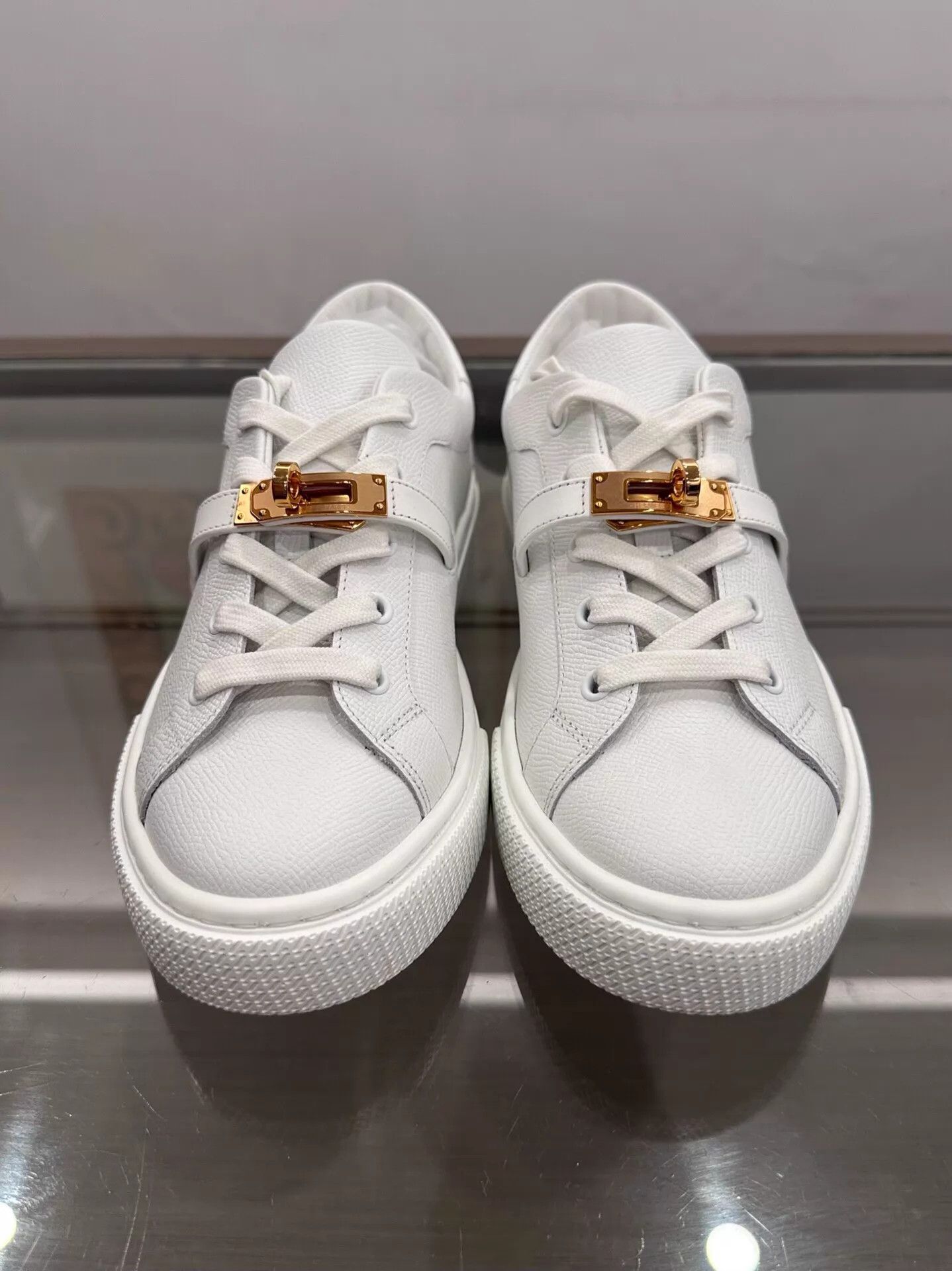 Hermes Hermes Day White Sneakers Gold Kelly Logo 39 New Size US 8.5 / IT 38.5 - 3 Thumbnail