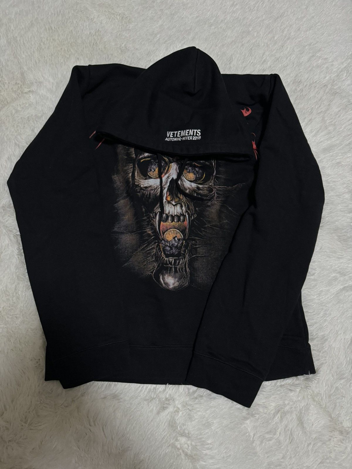 image of Vetements Skull Metal Logo Hoodie in Black, Men's (Size Small)