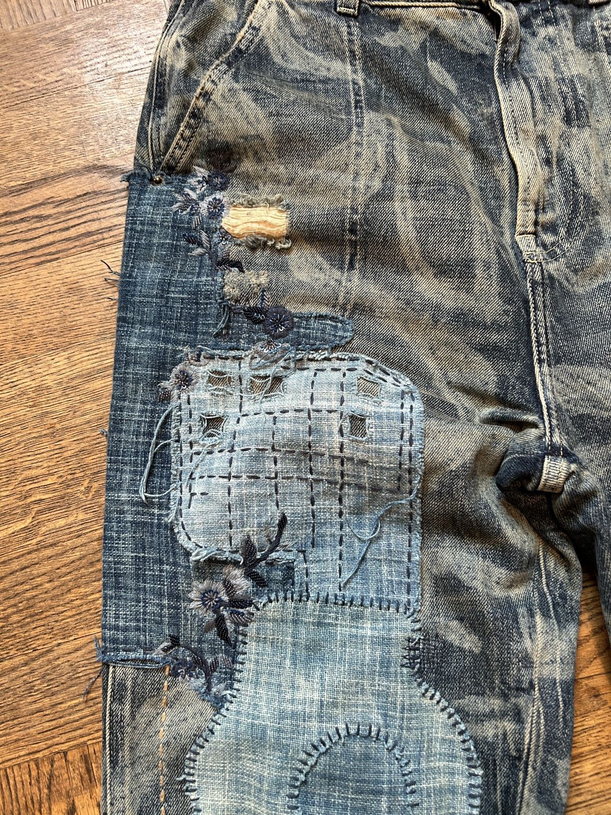 Ralph Lauren Purple Label Runway Tie-Dyed Hand Embroidered and Beaded Boro Jeans Size US 30 / EU 46 - 8 Thumbnail