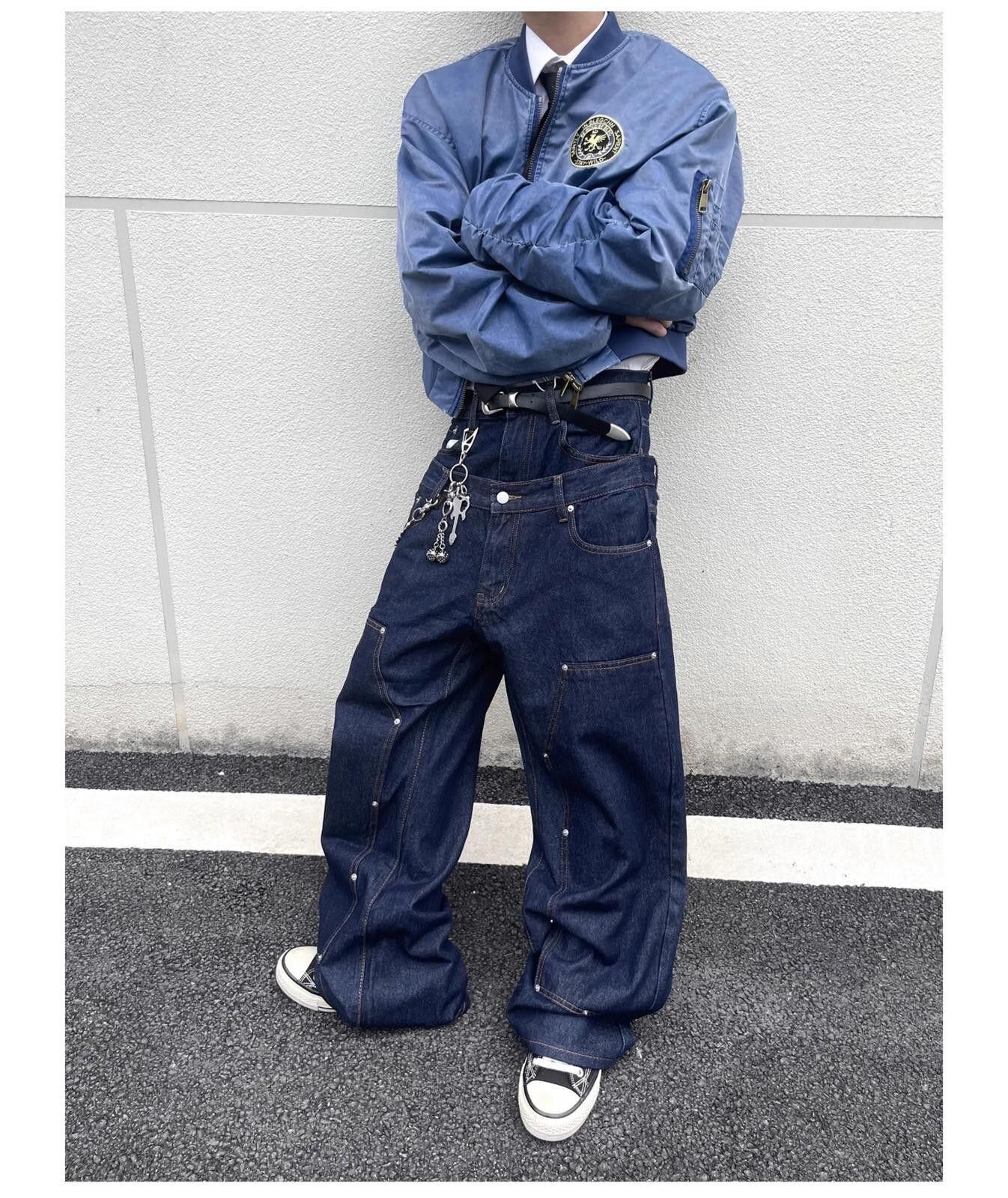 Other Double Waist Wide Leg Raw Denim Jeans Size US 32 / EU 48 - 4 Thumbnail