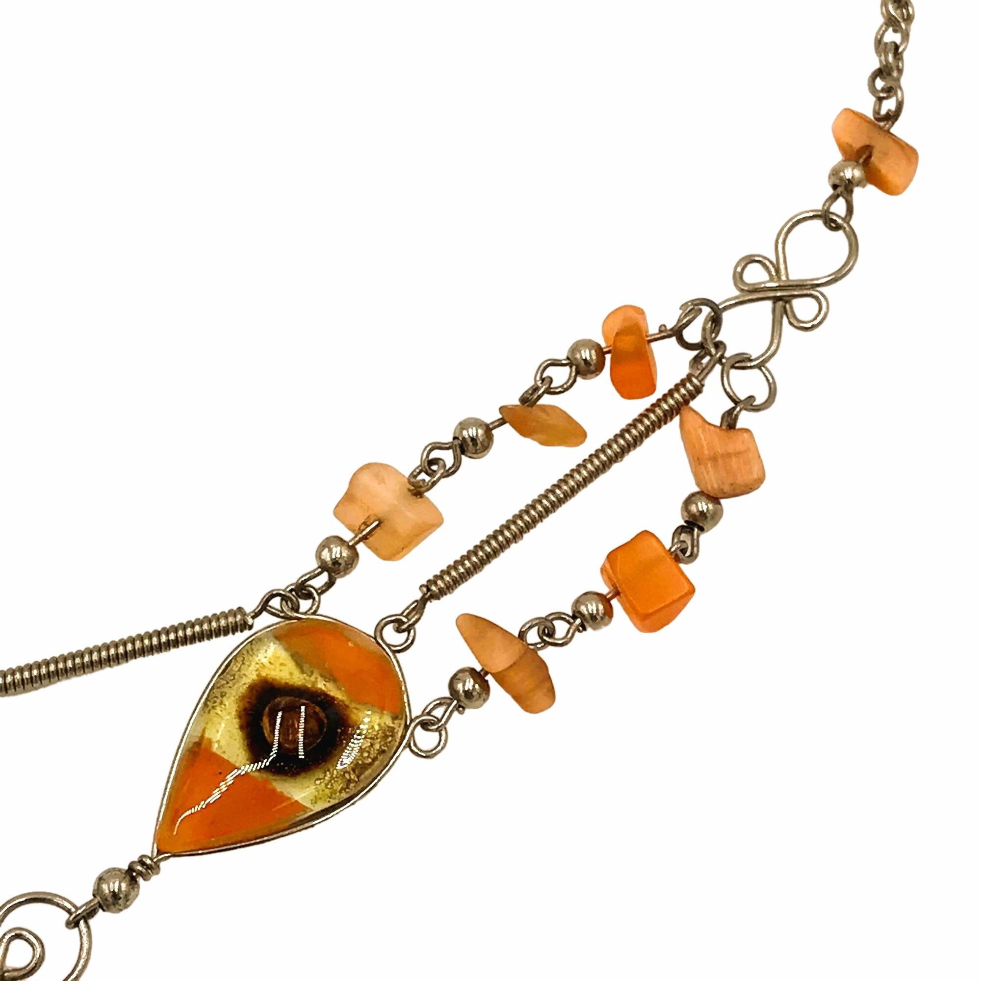 Other Third Eye Orange Necklace Handmade Boho Bohemian Hippie Size ONE SIZE - 6 Thumbnail