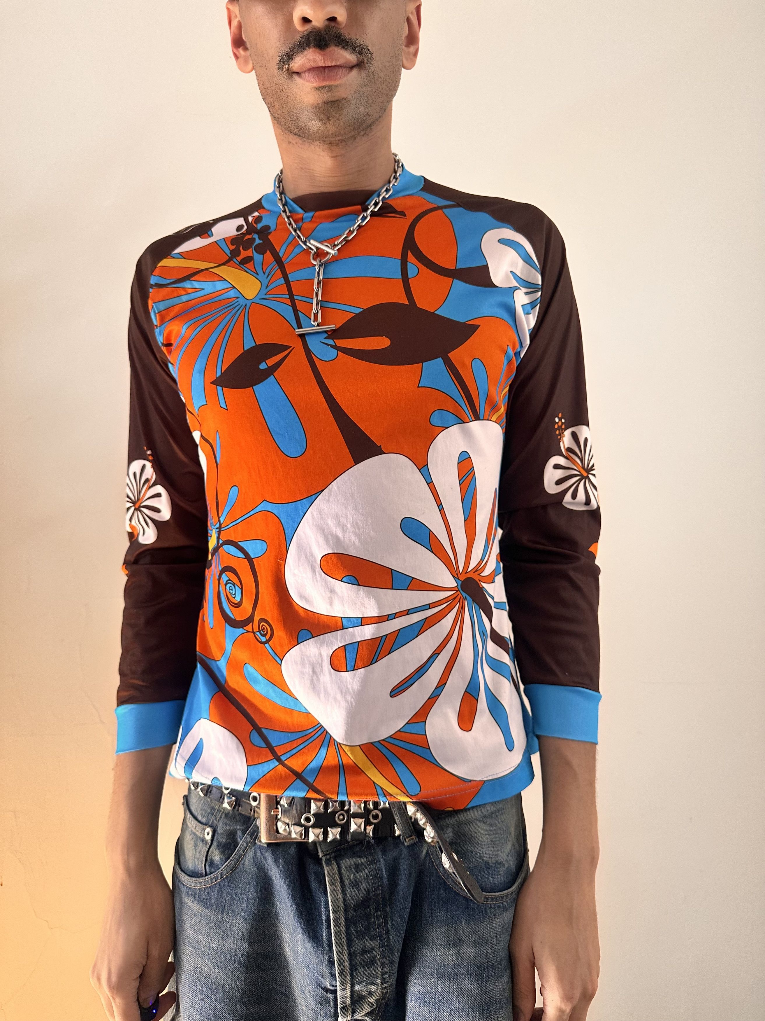 Other Vintage Y2K Orange Floral Surf Jersey - Medium Size US M / EU 48-50 / 2 - 2 Thumbnail