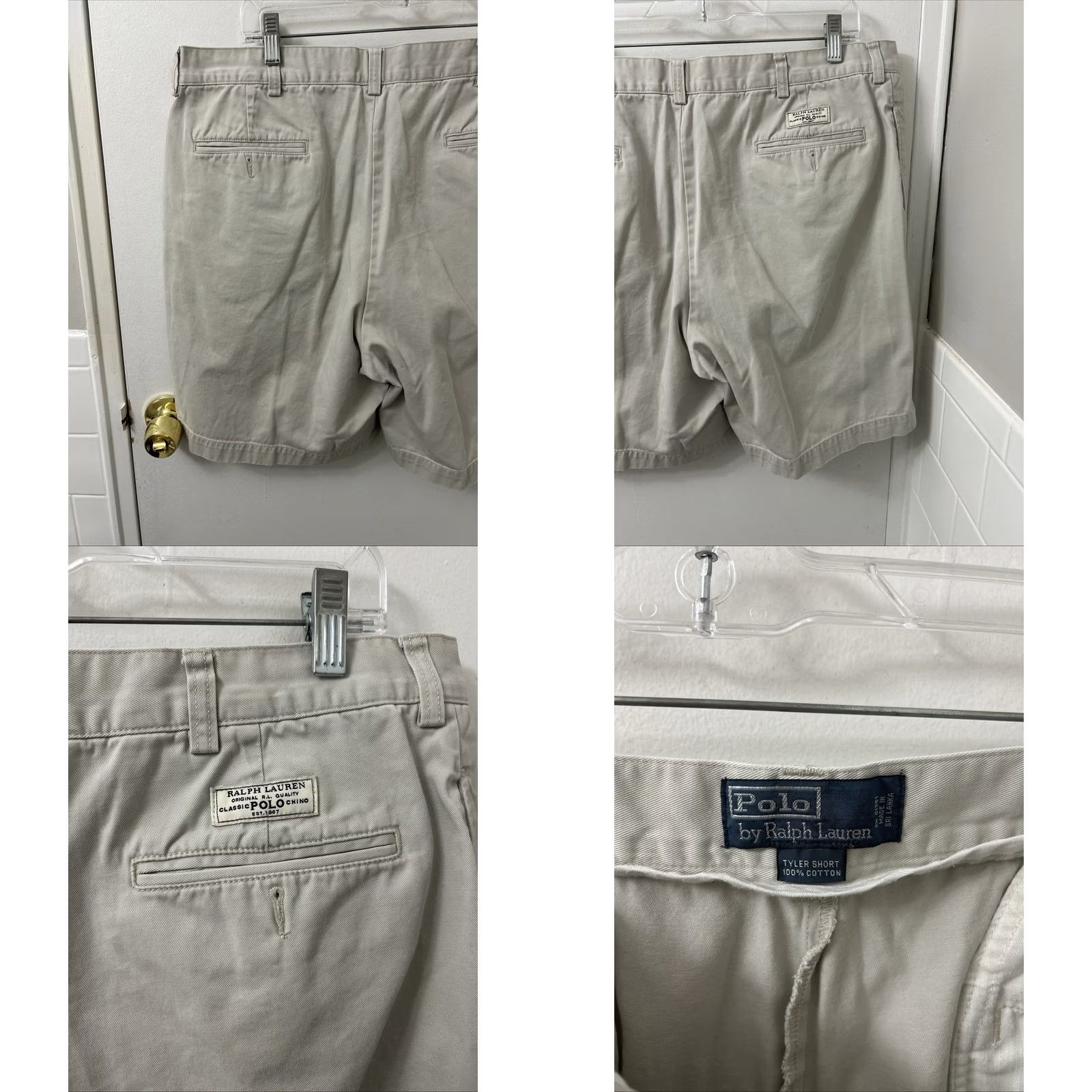 Polo Ralph Lauren Polo Ralph Lauren Tyler Shorts Mens 40 Beige Khaki Pleated 100% Cotton Chino Zip Button Inseam 8" Size US L / EU 52-54 / 3 - 8 Thumbnail