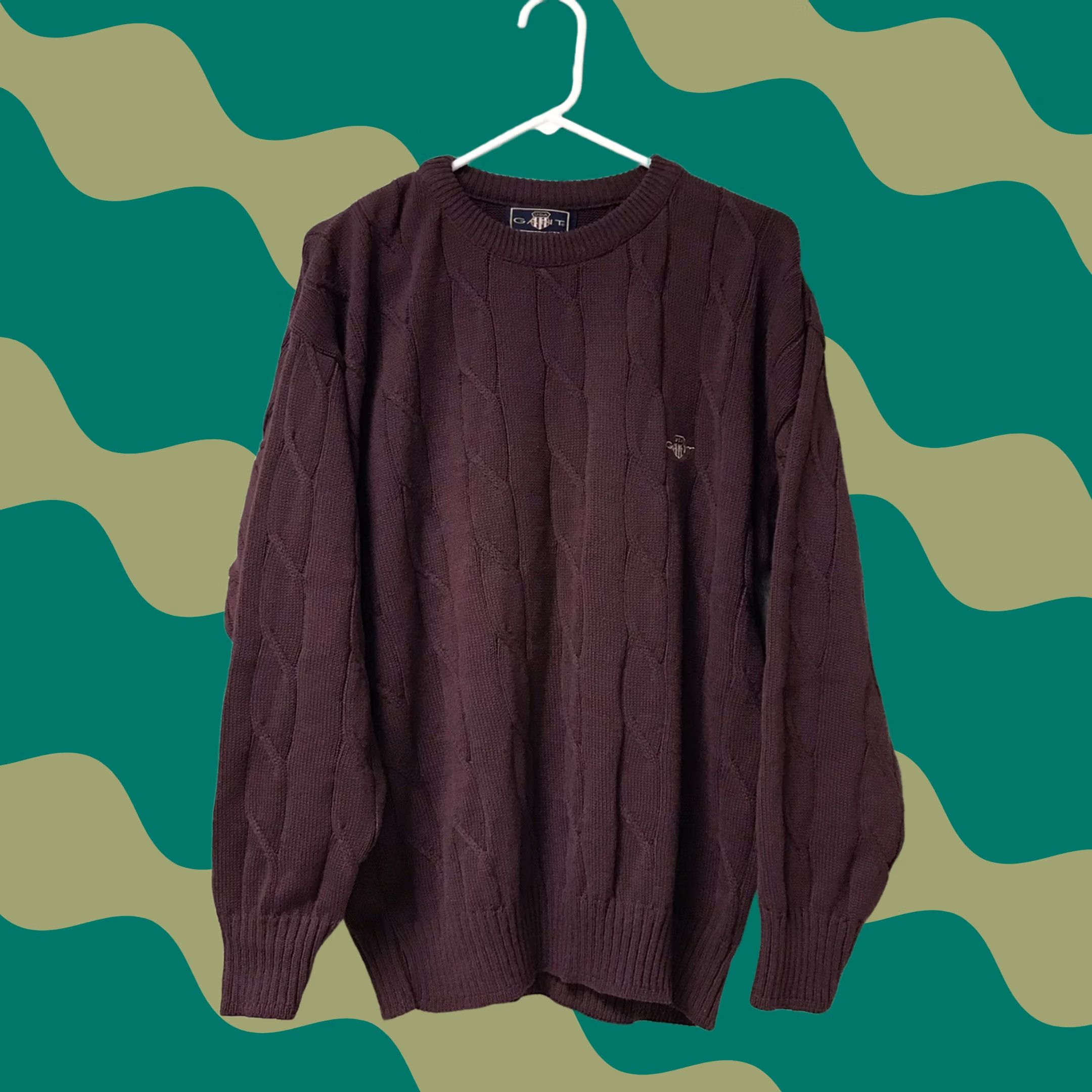 Gant VINTAGE Gant Sweater Men Burgundy Cable Knit Crewneck Fisherman XL USA Size US XL / EU 56 / 4 - 1 Thumbnail