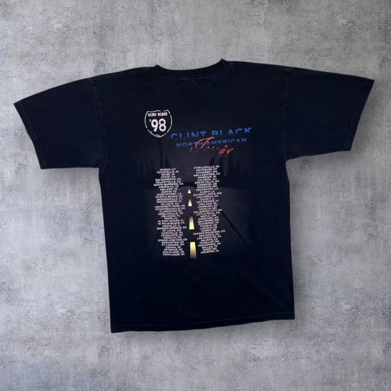 Vintage VINTAGE Clint Black "North American Tour 1998" T-Shirt Large Black Mens Graphic Print Front Back Shirt Size US L / EU 52-54 / 3 - 2 Thumbnail