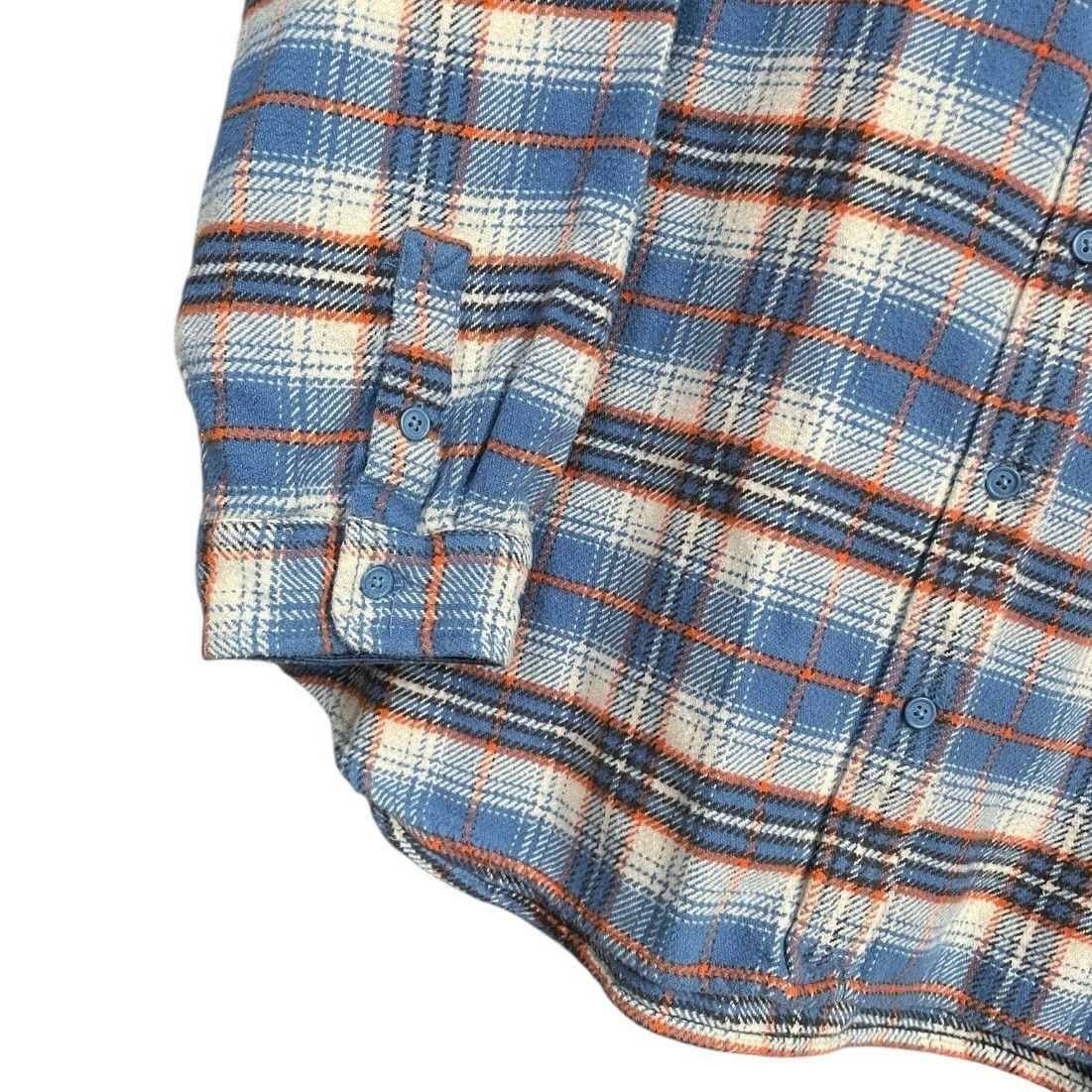 American Eagle Outfitters American Eagle Mens Blue & Orange Plaid Thick Button Down Size US XL / EU 56 / 4 - 4 Thumbnail