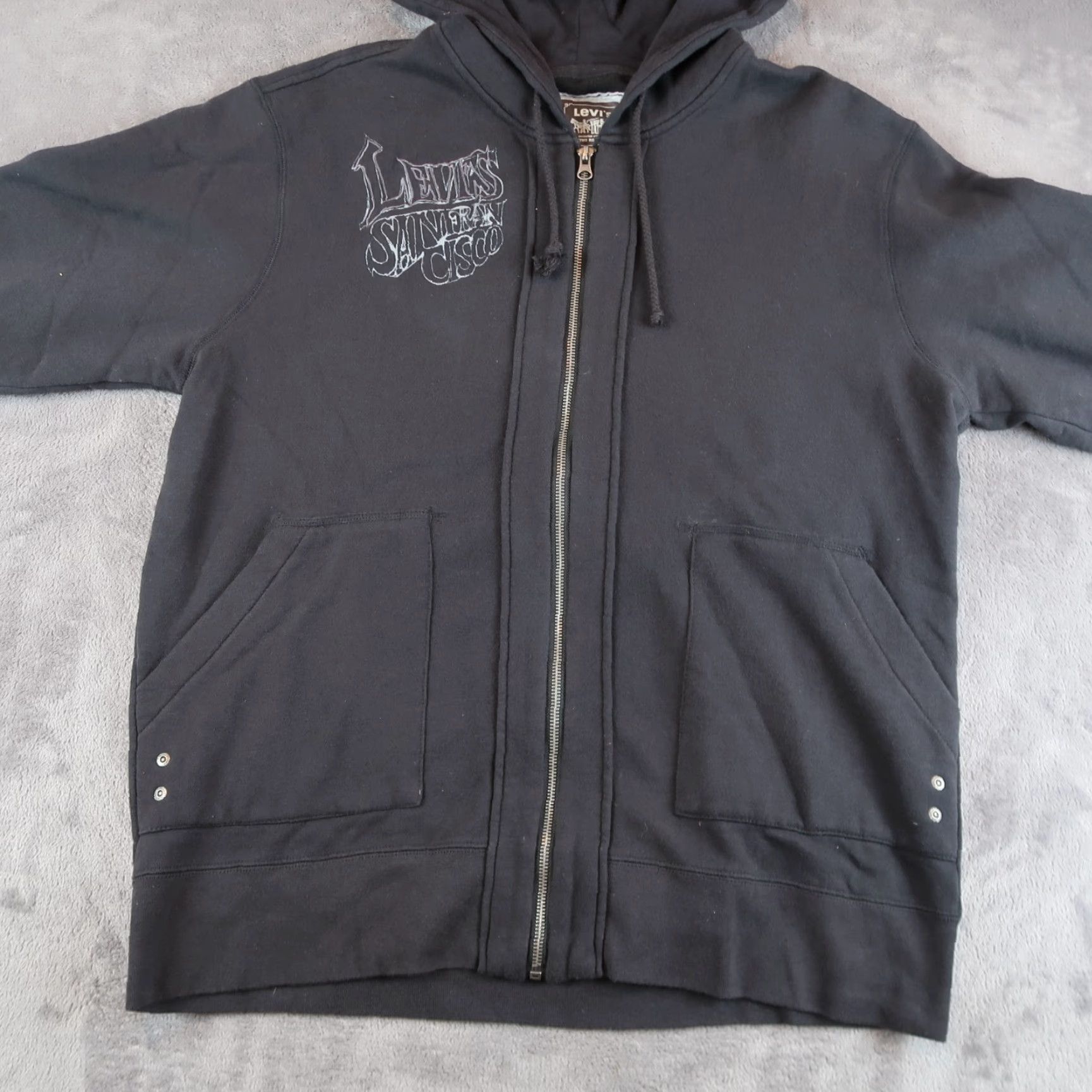 Levi's VINTAGE Levi's Hoodie Full Zip Sweatshirt Hooded Mens XL Black Y2K 2000s Size US XL / EU 56 / 4 - 6 Thumbnail