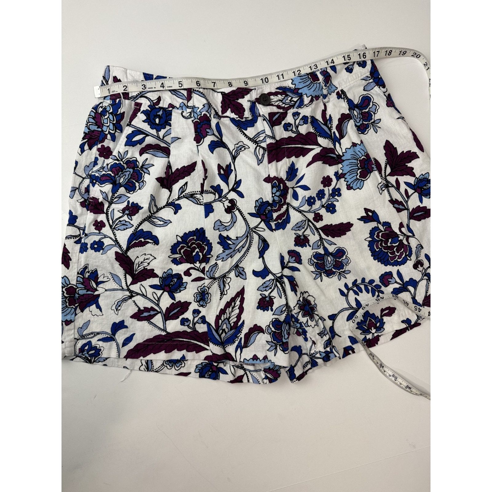 Other Liz Claiborne Linen Blend Shorts Purple Blue Floral 12 Size 34" / US 12 / IT 48 - 6 Thumbnail