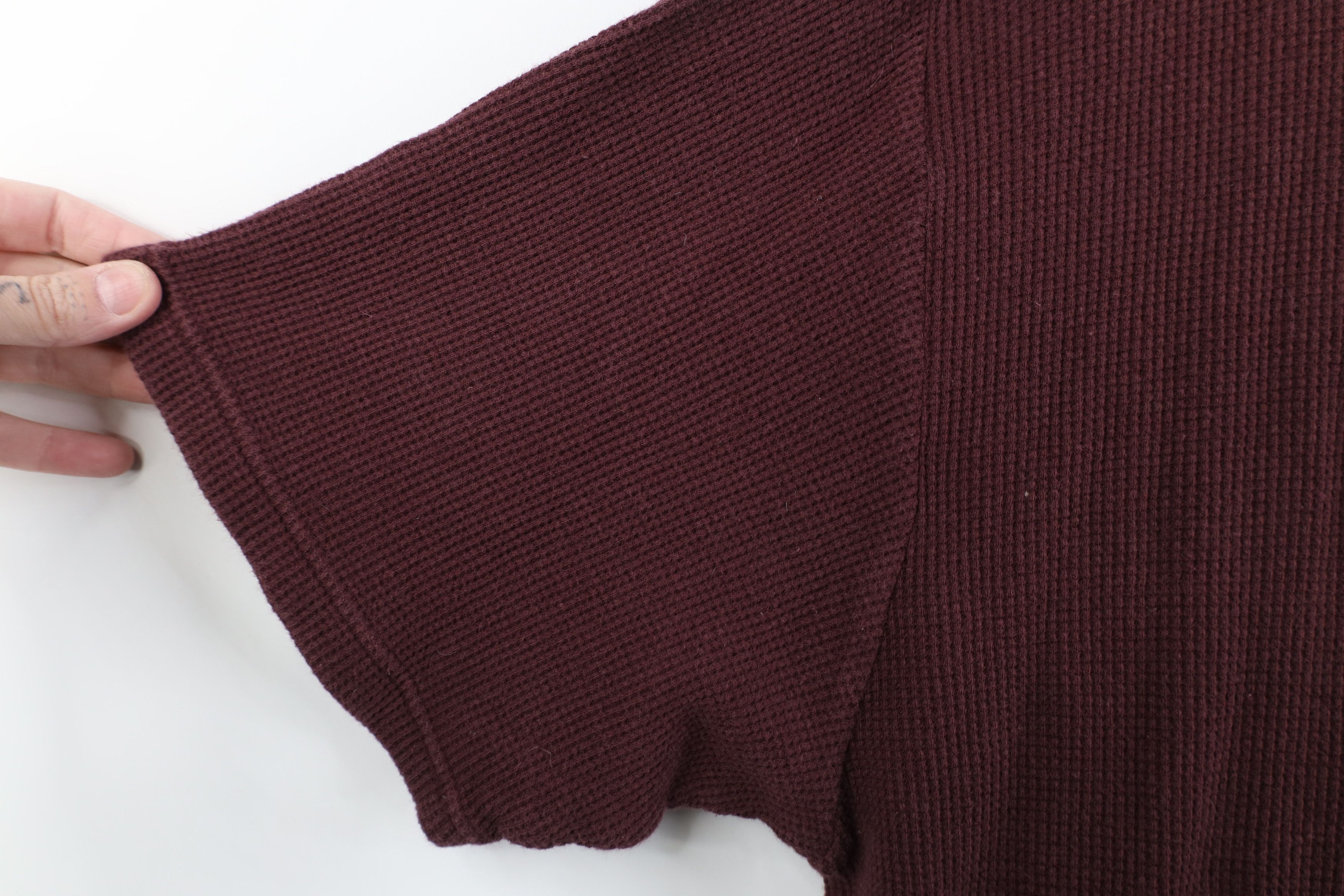 Vintage Vintage 90s Streetwear Thermal Waffle Knit T-Shirt Burgundy Size US XL / EU 56 / 4 - 8 Thumbnail